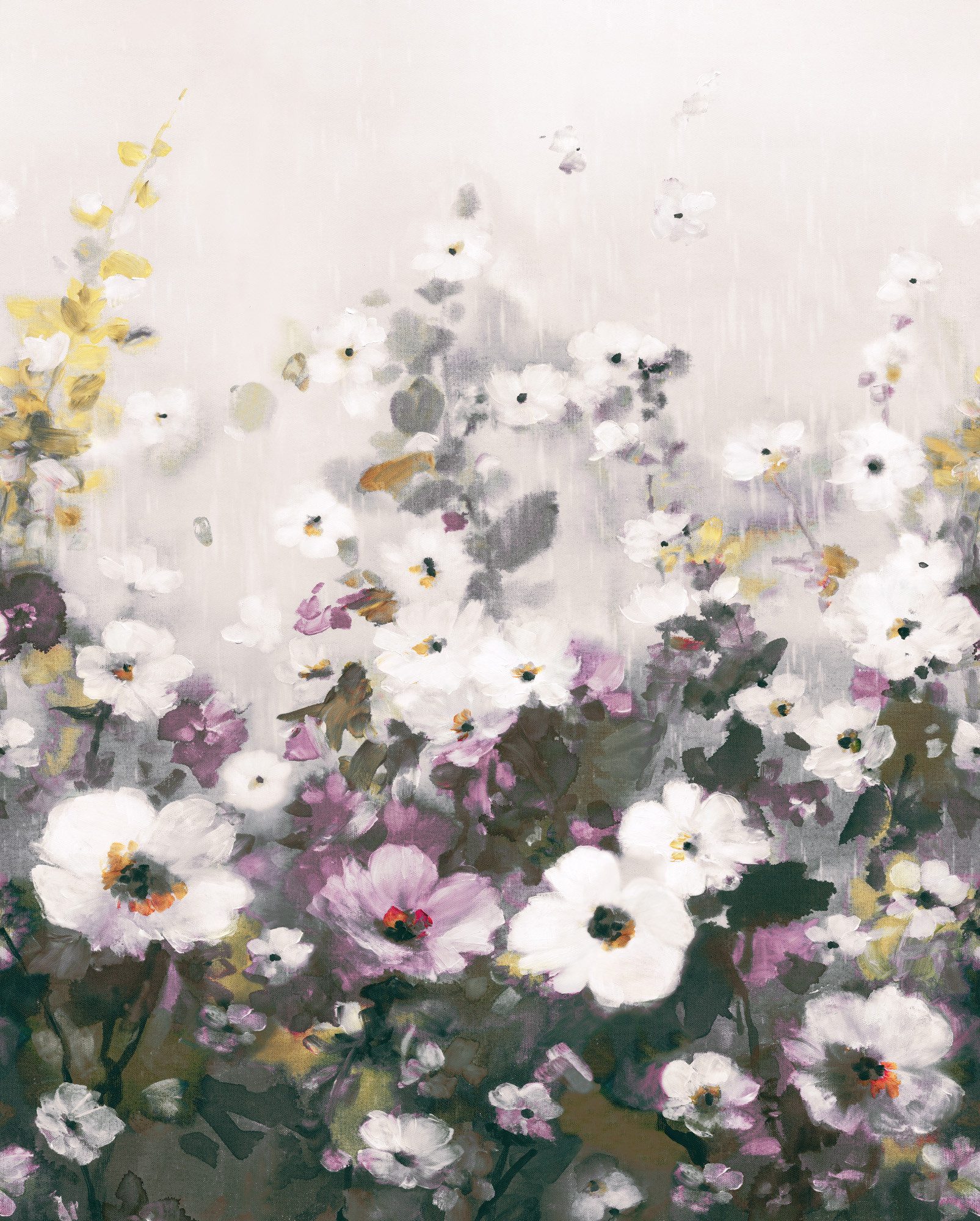 Rasch Fototapete Blumenwiese - Vliestapete Lila, floral, bedruckt, (1 Rolle, 1 St., Kollektion 'Magicwalls' - 2,65 m x 2,12 m), Lichtbeständige Farben - Feucht abwischbar - Restlost abziehbar