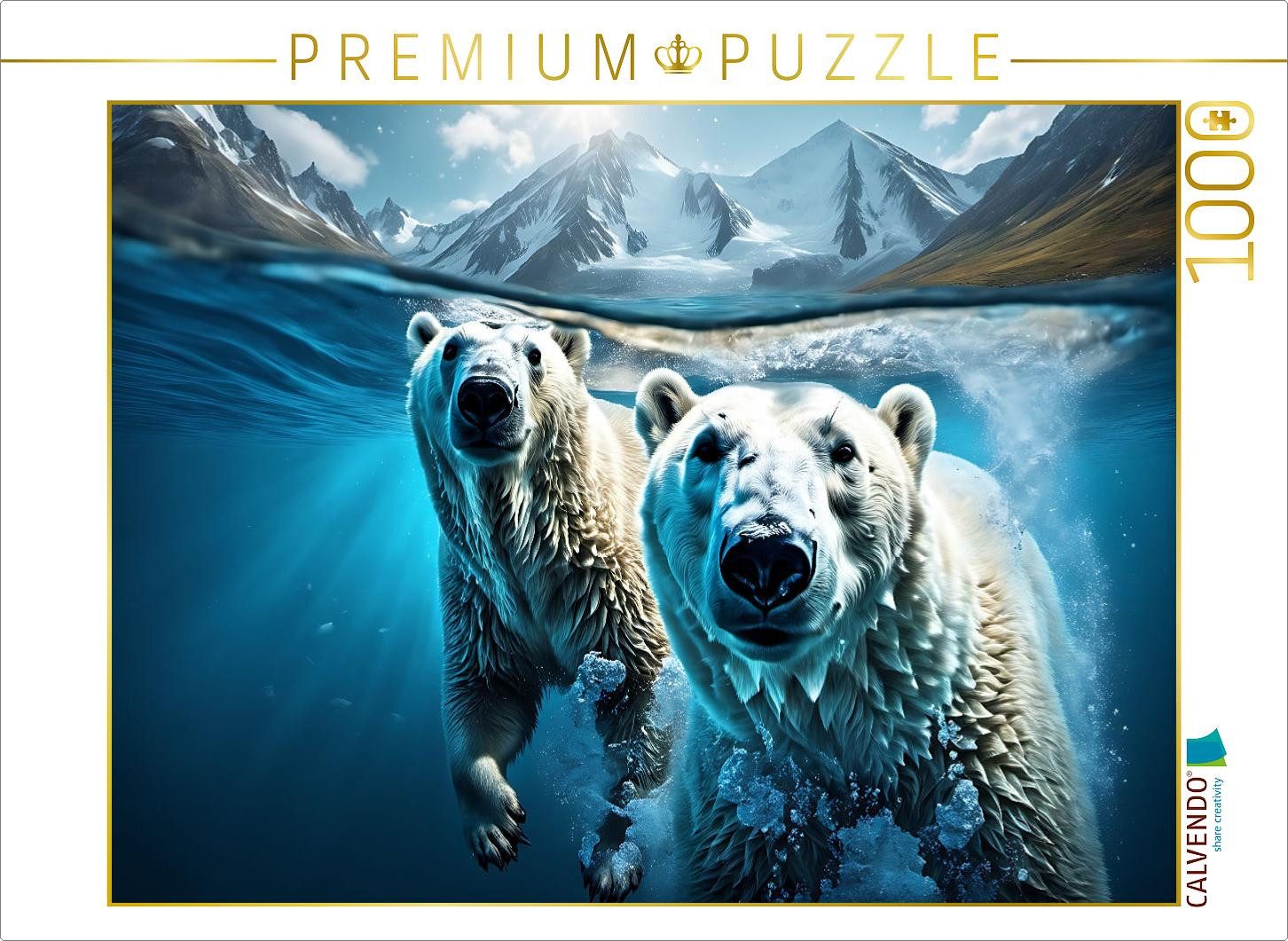 CALVENDO Puzzle CALVENDO Puzzle Polarbären auf der Jagd unter Wasser, 1000 Teile Lege, 1000 Puzzleteile