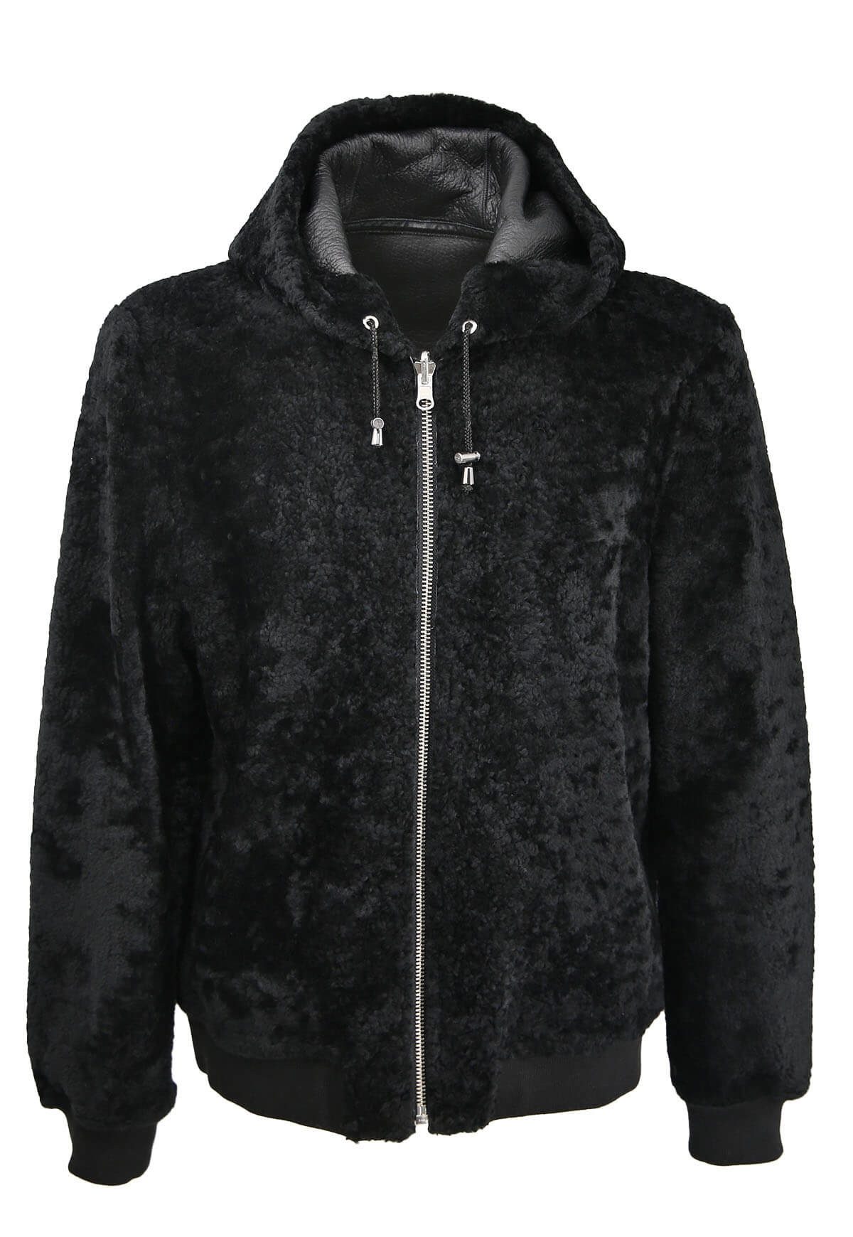 Hollert Winterjacke Lammfell Wendejacke Eric Schwarz