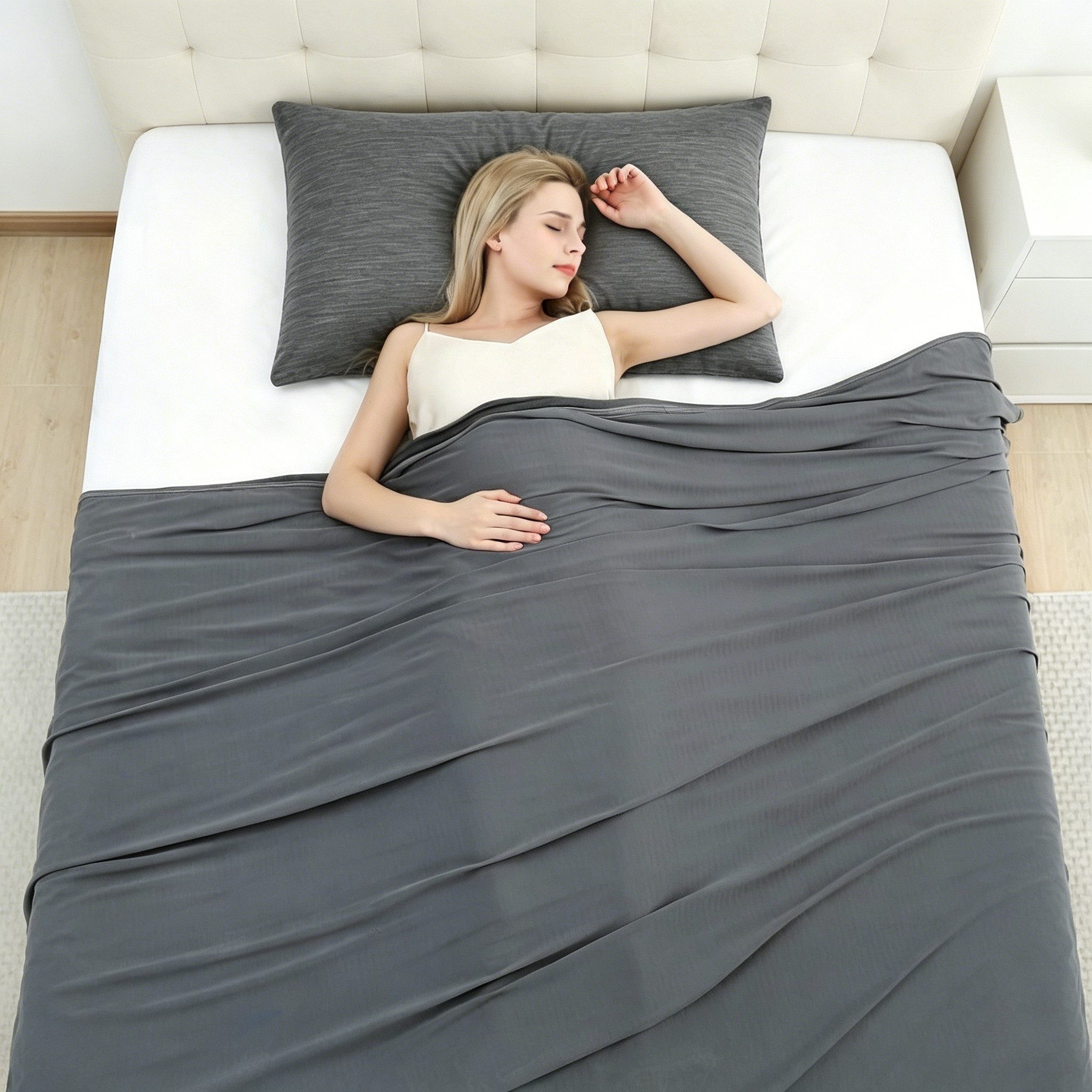 Elegear Kissenbezug Kühldecke und Kühlkissenbezug Set, Q-Max >0,5, blau/grau/schwarz, (3 Stück), Kühldecke 200x220cm und 2er Kühlender Kissenbezug 50x80cm, waschbar