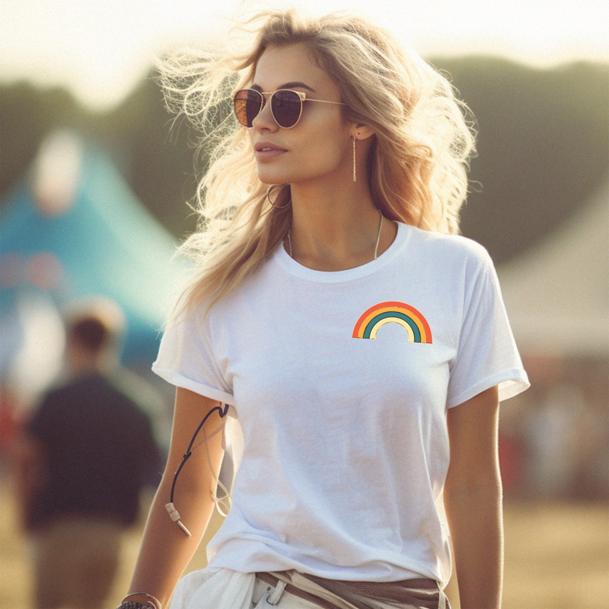 MAKAYA Print-Shirt mit Regenbogen Damen Vintage Regenbogenfarben Rainbow To günstig online kaufen