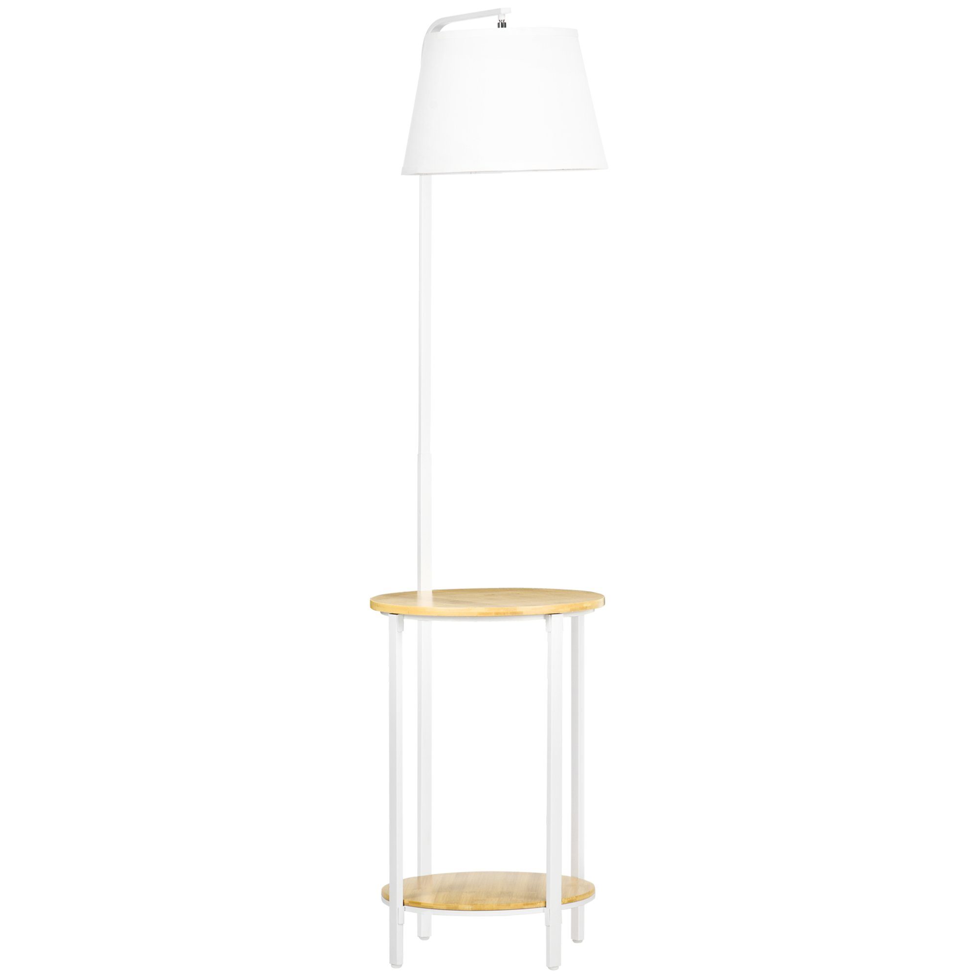 HOMCOM Stehlampe Stehleuchte mit Ablagen, Wohnzimmerlampe, mit Ablagen, LED, Warmweiß, BxLxH: 39.5x 43 x 162 cm