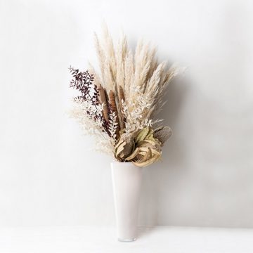 Glaskönig Bodenvase Weiße Dekovase aus Glas 43cm hoch Ø 17,5cm - mit Seitenwänden von 5mm (Handarbeit, mundgeblasene Glasvase weiß), Ideal für Trockenblumen und als Pampasgras Vase