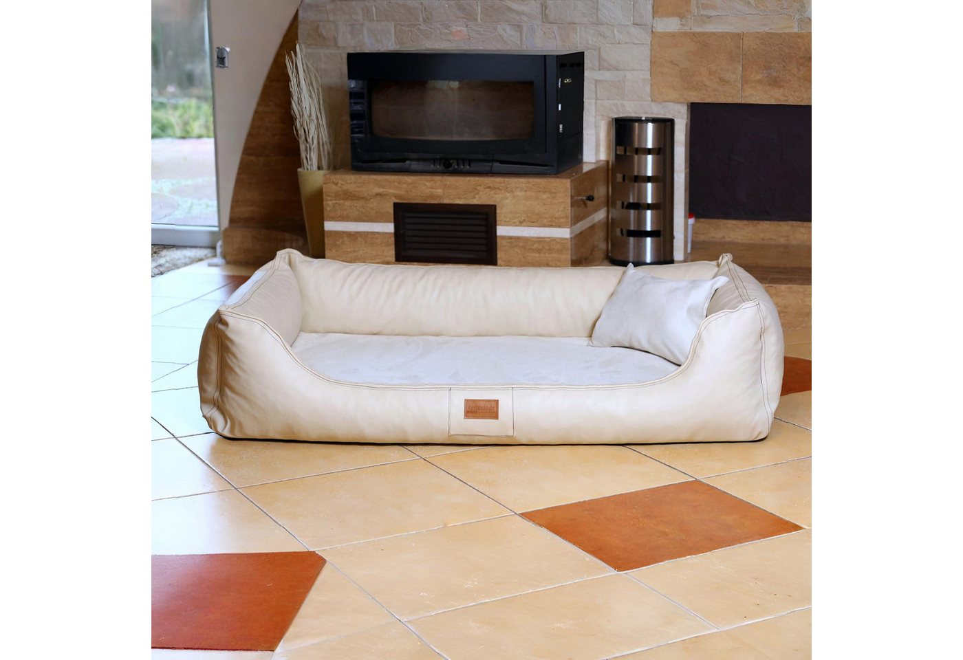 Thumbnail - tierlando® Tierbett MADDOX VIP Orthopädisches Hundebett VISCO Velours Kunstleder