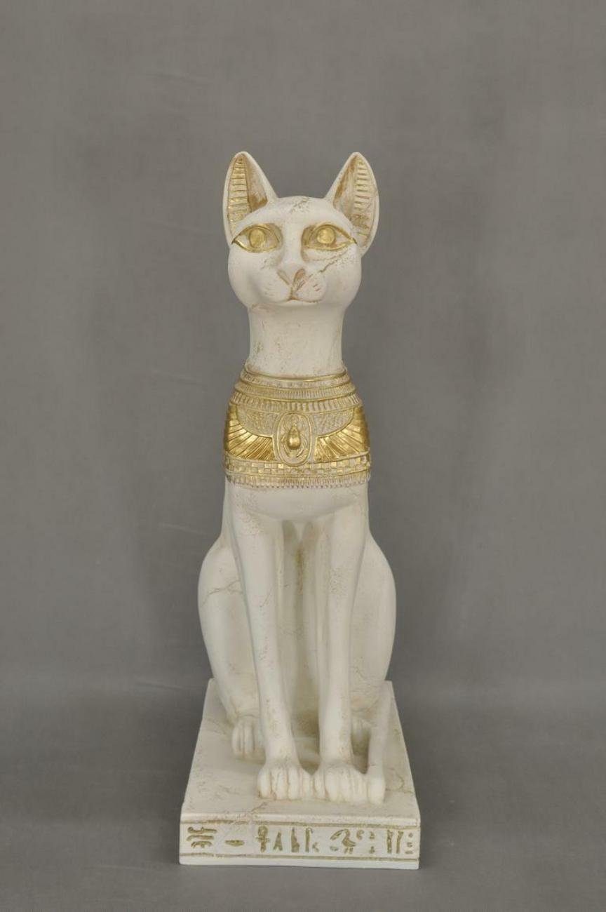 JVmoebel Dekofigur Design Ägyptische Katze Figur (1 1x Figuren Statue Weiß St., Skulptur Skulptur) Deko Sofort