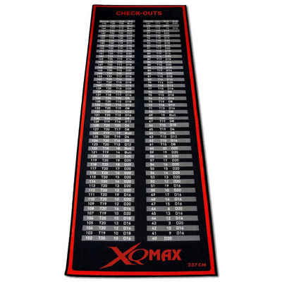 XQMAX Dartscheibe Dartteppich Check Out rot/schwarz, (Teppich, mit Motiv), Dartteppich rot/schwarz mit offiziellem Spielabstand von 2,37m