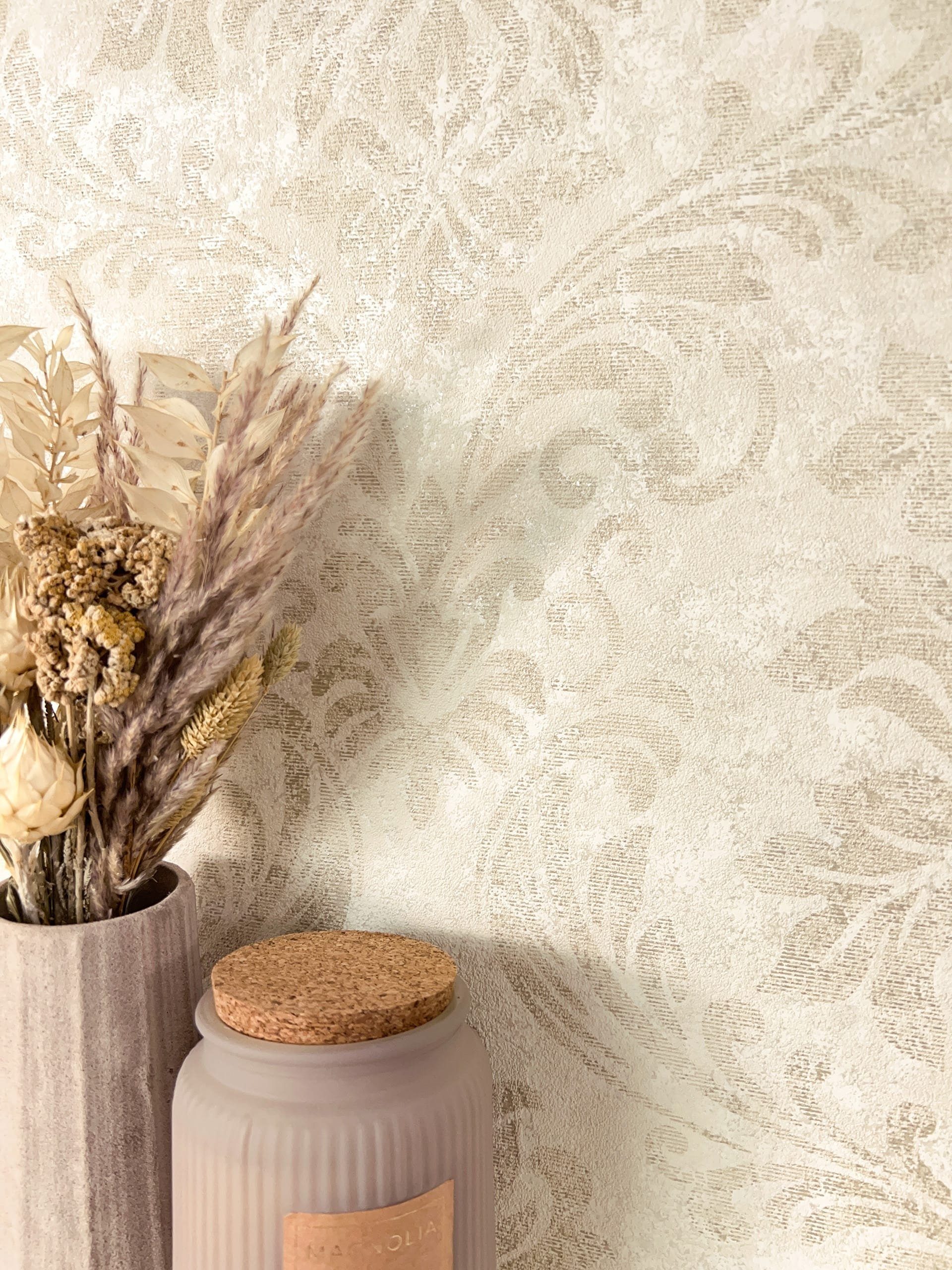Newroom Vliestapete Amira Beige Tapete Mustertapete Ornamente,Struktur,Glanz, Beige Tapete Vintage Ornamente