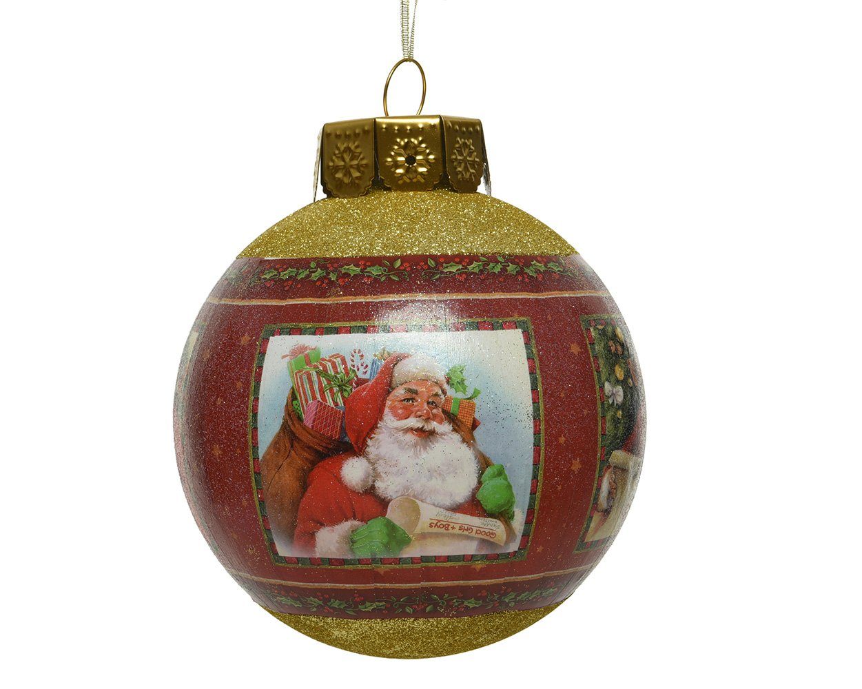 rot mit Weihnachtsmann 20cm season gold Kunststoff Motiven Weihnachtskugeln Decoris / decorations Weihnachtsbaumkugel,