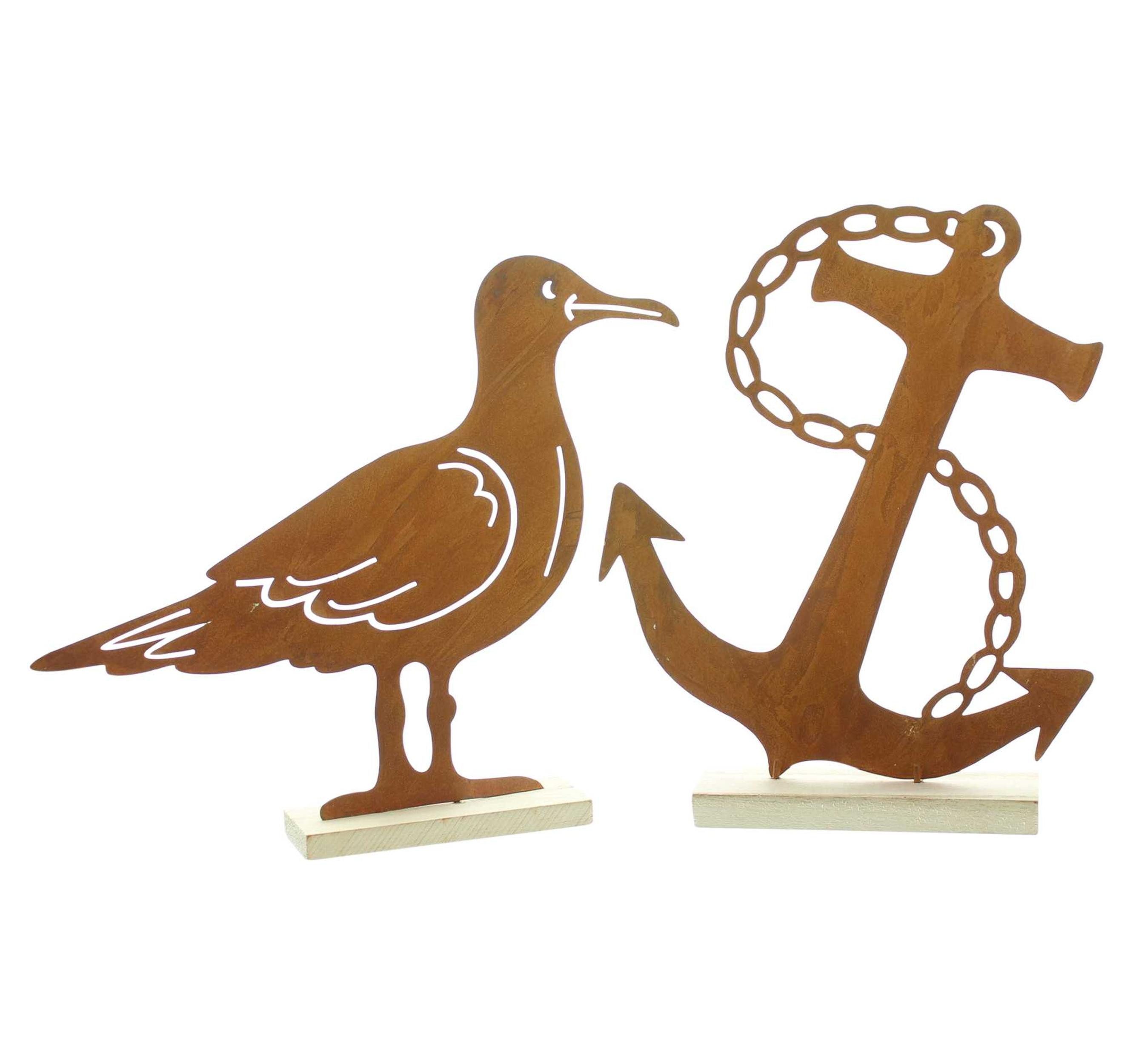 Dekoobjekt Rostdeko "Anker & Möwe", 2er Set