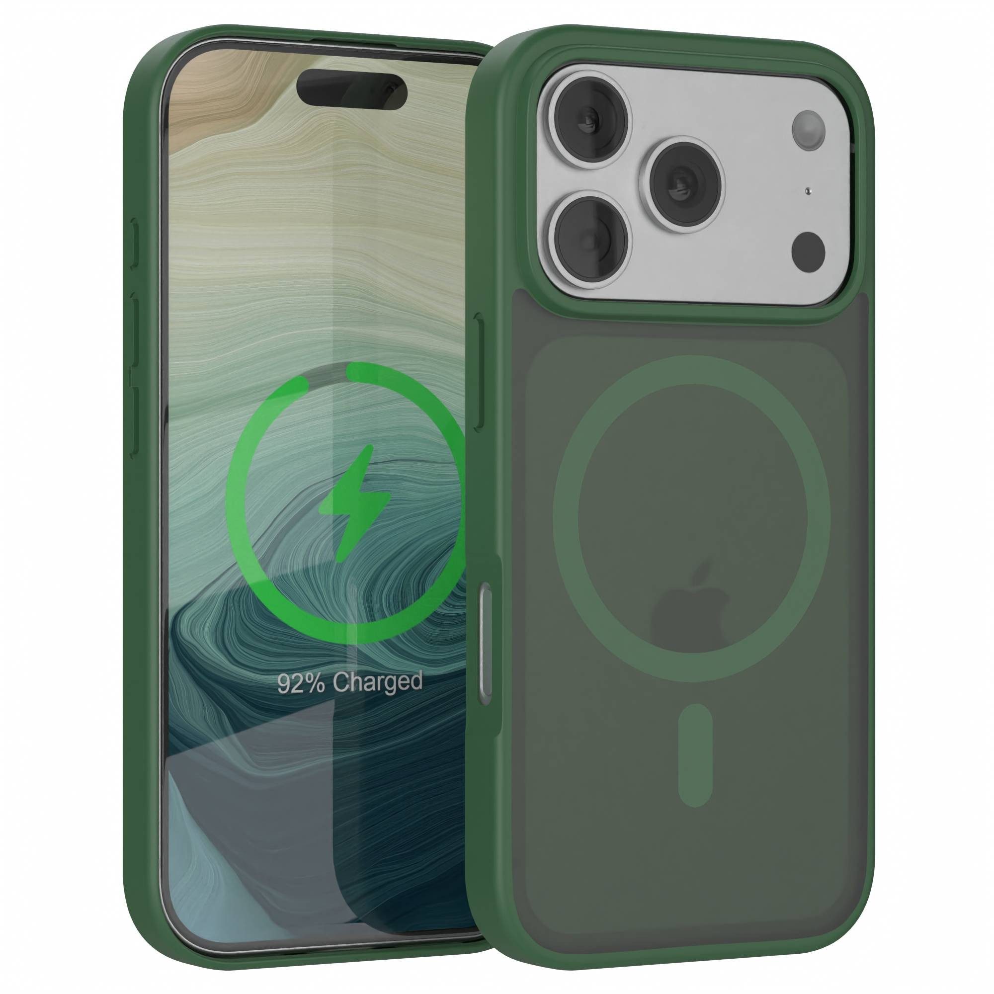 EAZY CASE Handyhülle Outdoor Case MagSafe für Apple iPhone 17 Pro 6,3 Zoll, Outdoor Case MagSafe Silikon mit Kameraschutz Nachtgrün