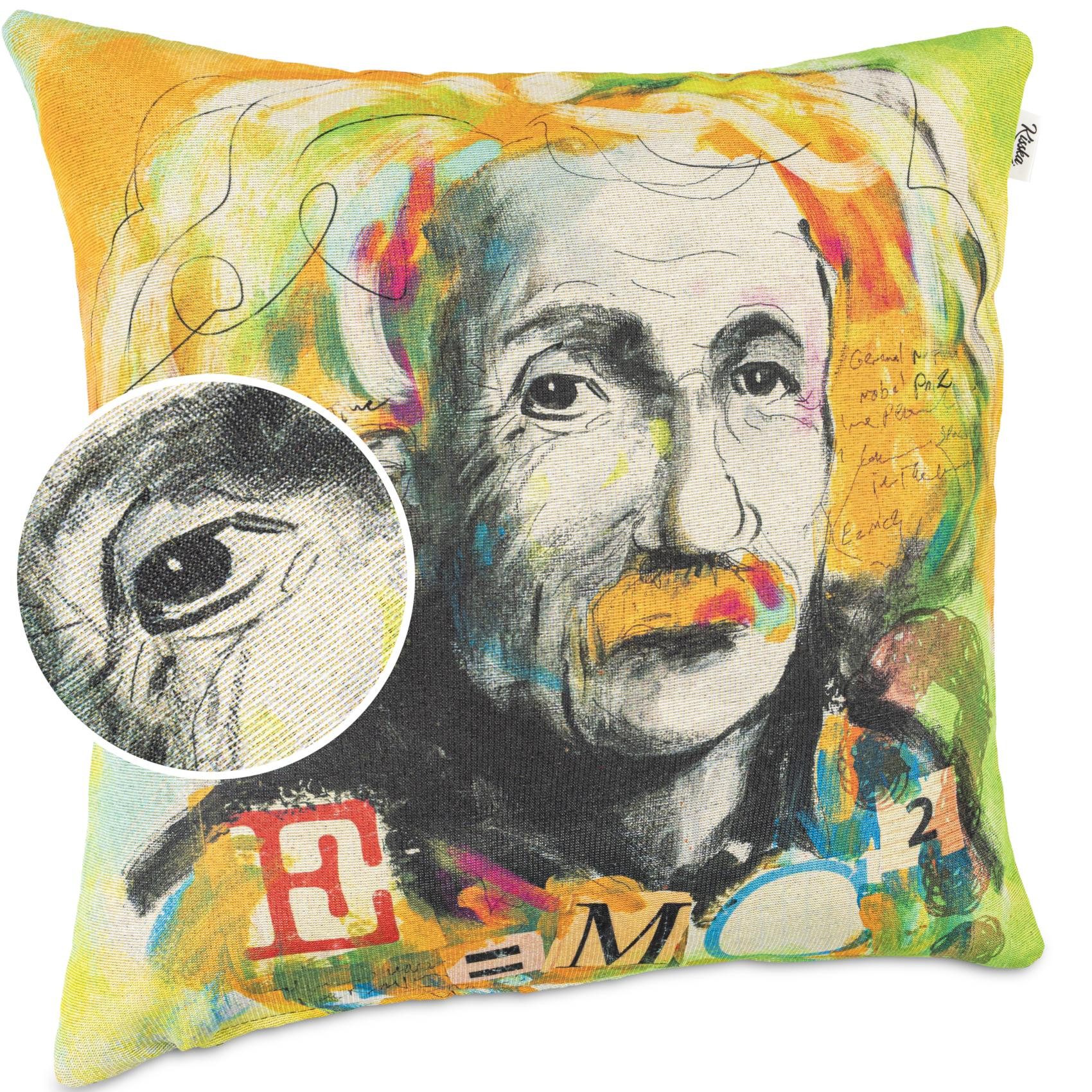 Kisska Dekokissen Kissenhülle mit oder ohne Füllung Designer Kissenbezug Zierkissen, Kissenhülle in 40x40cm Albert Einstein ohne Füllung aus Gobelin PopArt