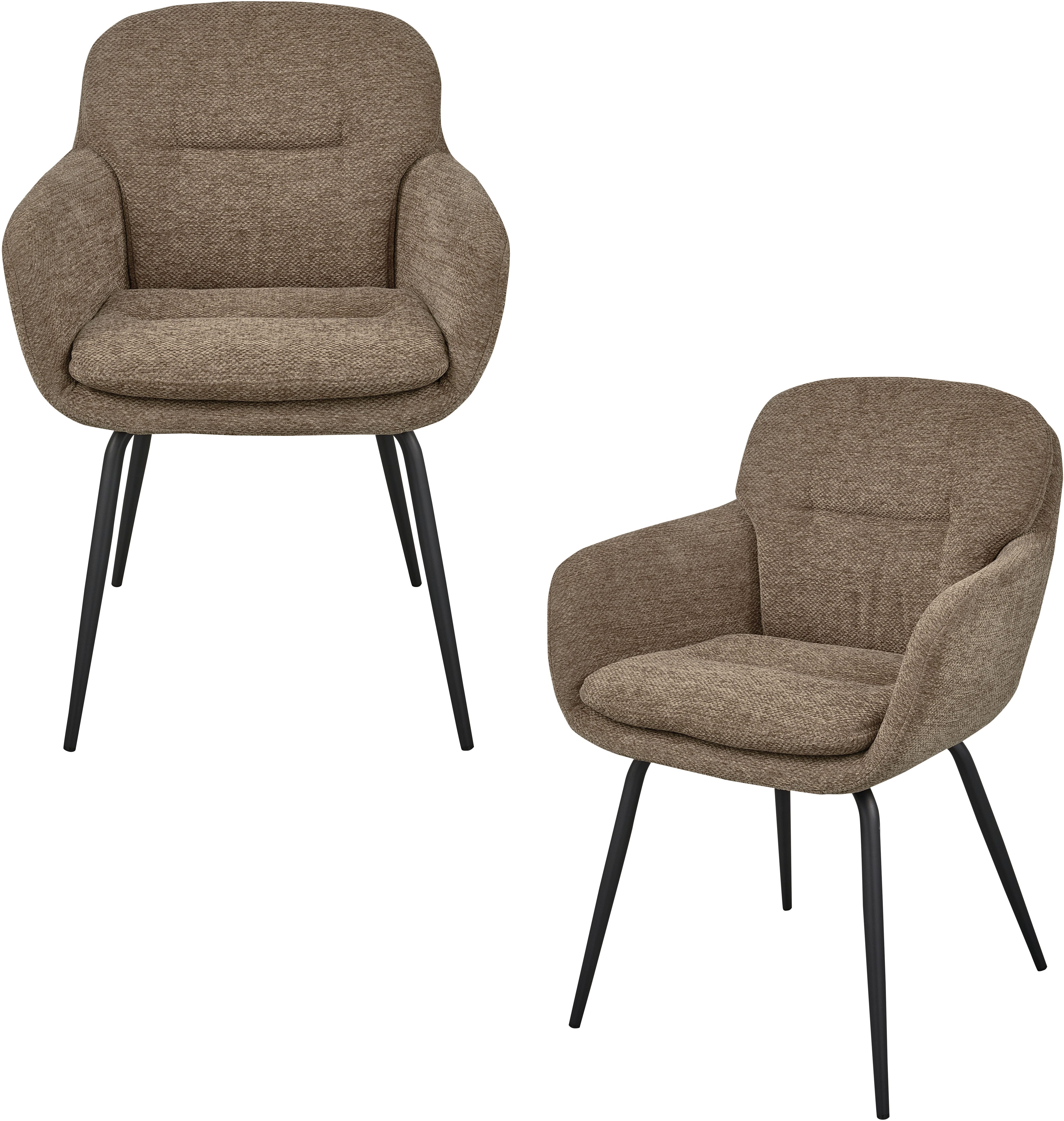 WOOOD Esszimmerstuhl Runa Chenille-Bezug mit Metallgestell, H 82 x B 57 x T 59 cm, (Set, 2 St)Tragkraft 120 kg, Geringe Verschleißfestigkeit pfleigleicht