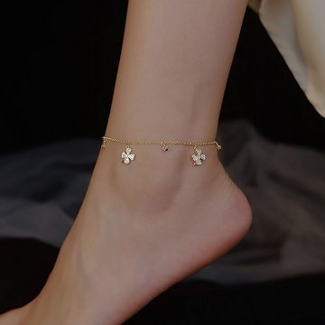 SOTOR Fußkette 925 Sterling Silber Klee Fußkettchen Leichtgewicht Luxus, Premium Sexy Fußkettchen mit Schmuckkästchen
