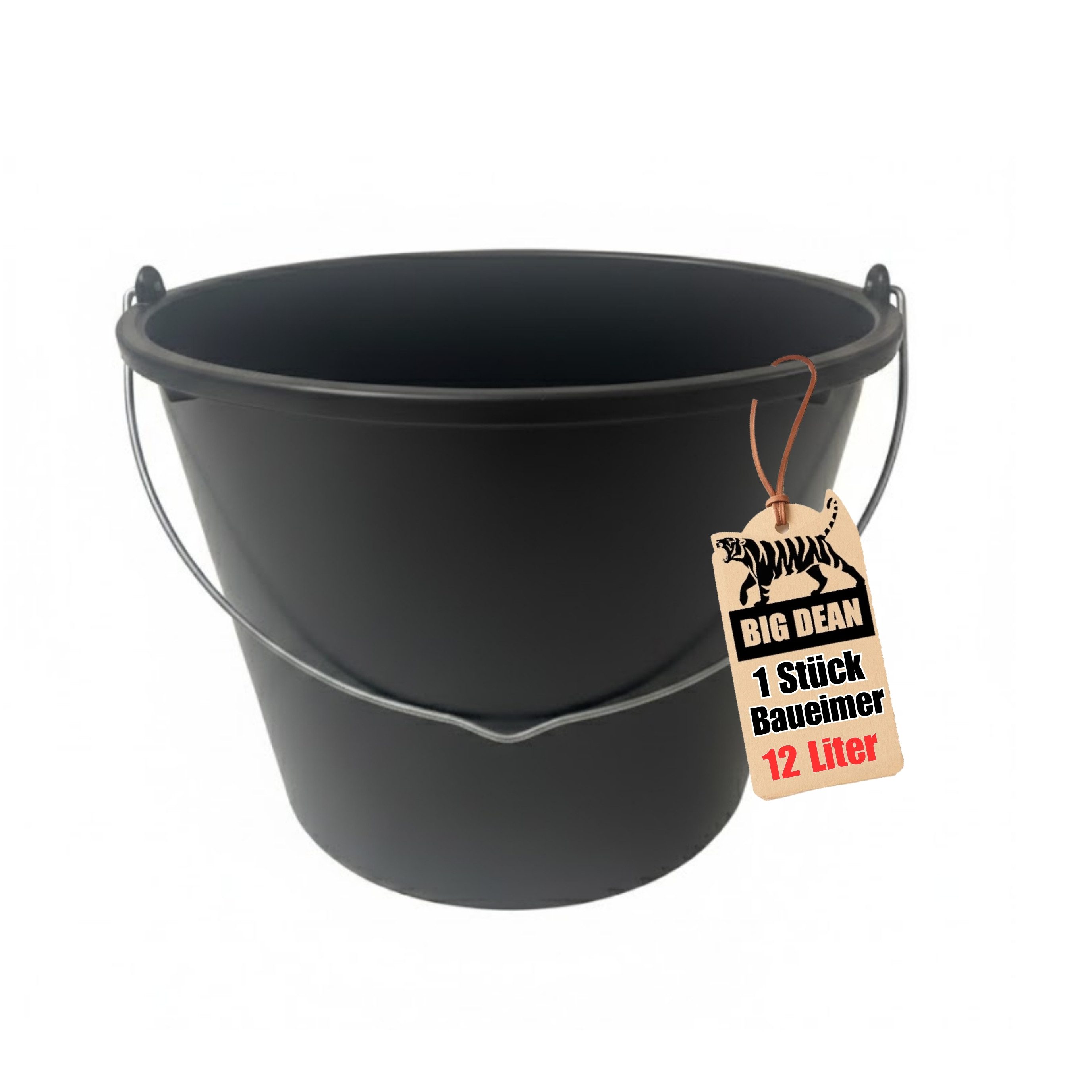 BigDean Baueimer 12l - Mörteleimer mit Henkel - Eimer für Baustelle & Garten, (Stück, 1-tlg., Baueimer), UV-beständig, frostfest und baustellentauglich