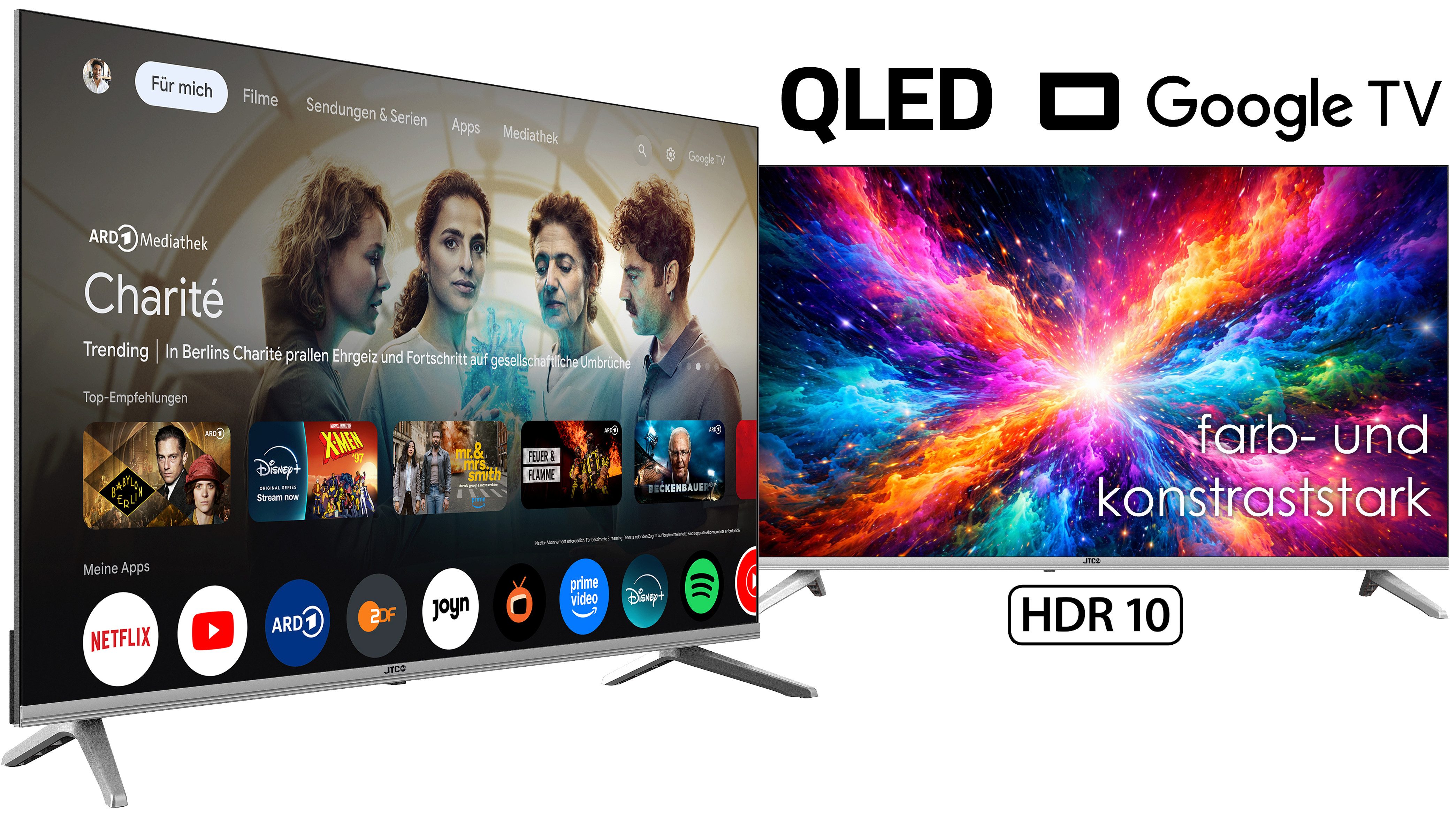 JTC-24 JTCSQ32H39330G QLED-Fernseher (80 cm/32 Zoll, HD ready, Google TV, 32 Zoll, QLED, Android TV, Sprachsteuerung, Triple Tuner, Bluetooth)