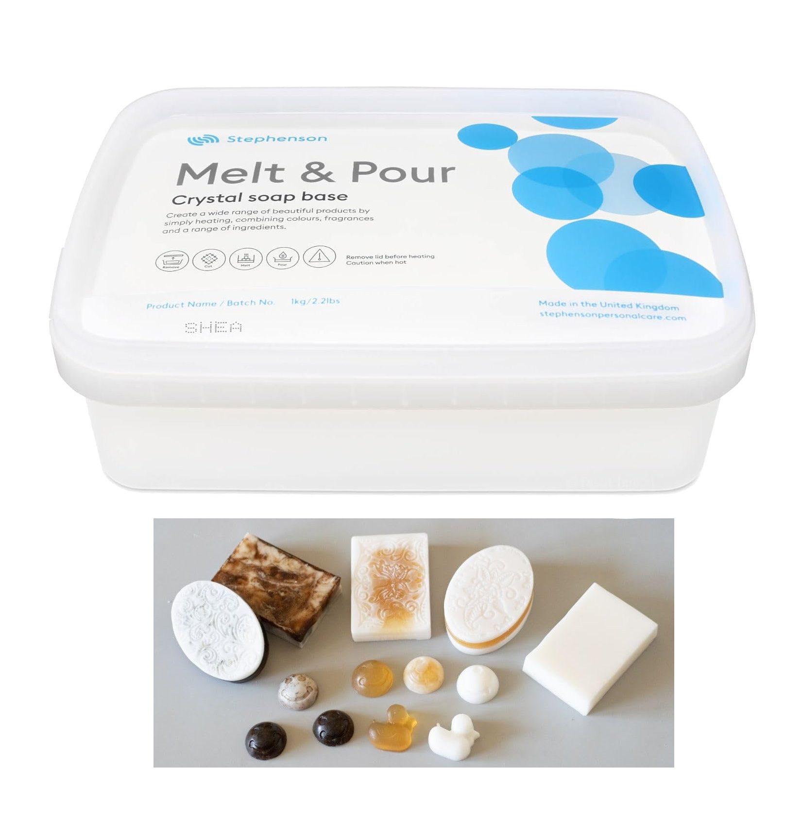 DistrEbution GmbH Rohseife, Sheabutter Seifenbasis 1kg Seifenherstellung transparent Seife Basis