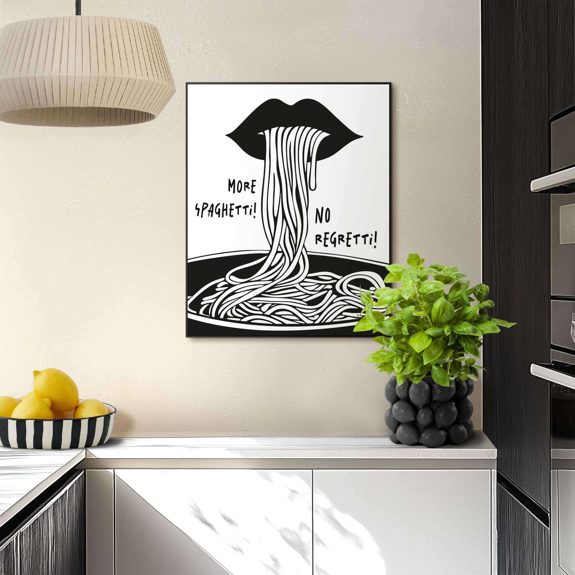 Reinders! Poster More Spaghetti, Küche - Schwarz-Weiß - MDF - Essen und Tri günstig online kaufen