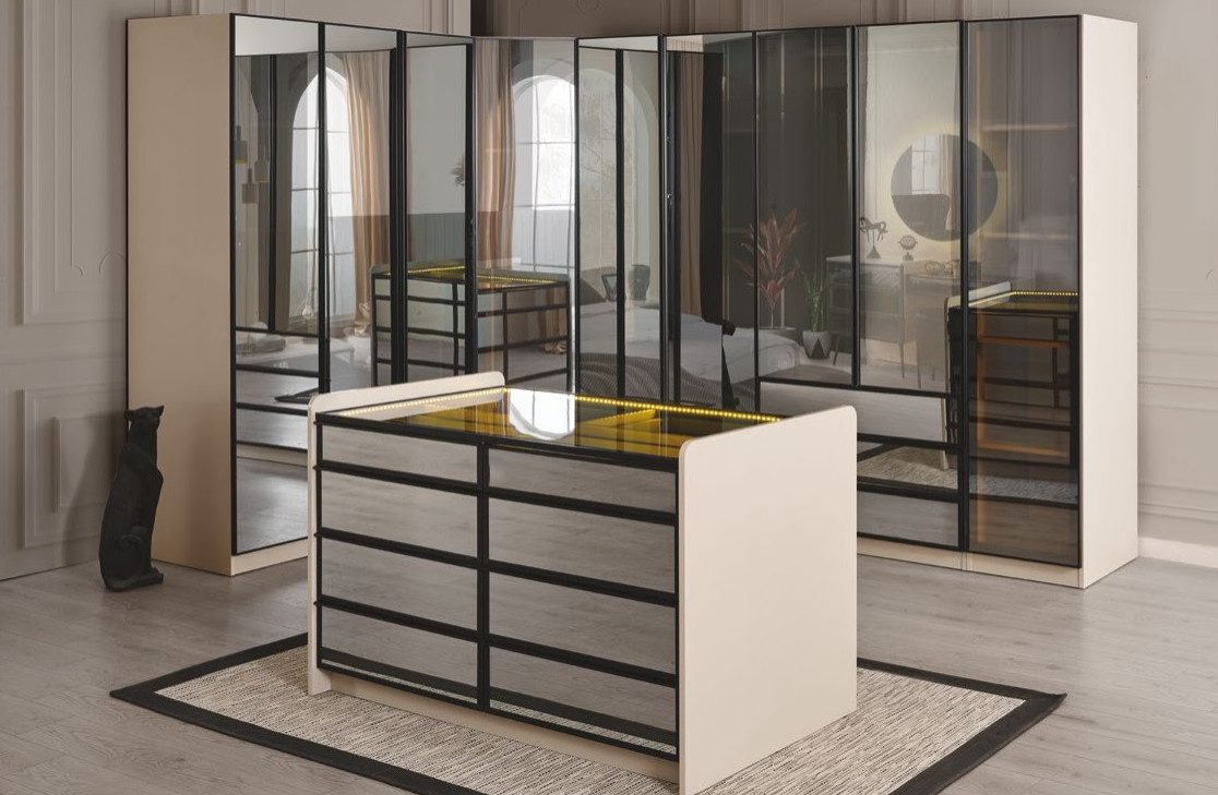 Schranksystem Elegantes Schlafzimmer-Set mit Eckschrank, Kommode und Schrank