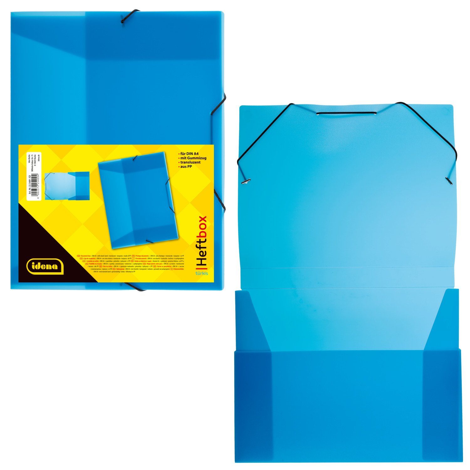 Idena Hefter Idena 225167 - Heftbox für DIN A4 mit Gummizug, aus PP, Füllhöhe 3,5