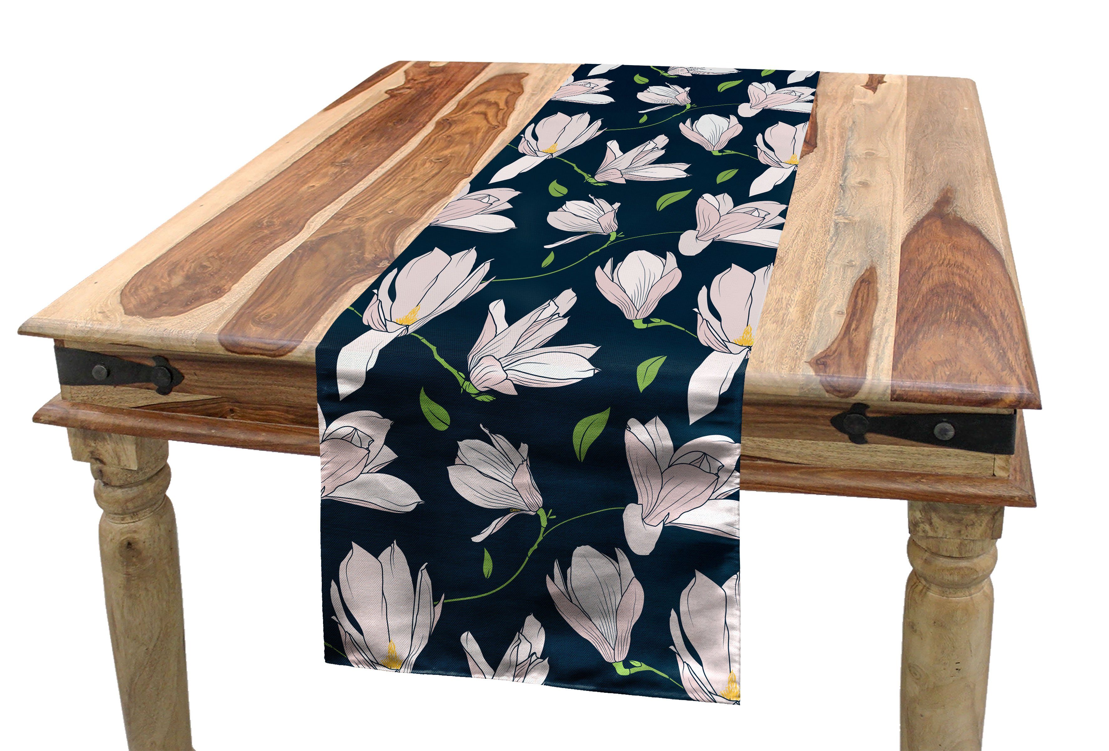 Abakuhaus Tischläufer Esszimmer Küche Rechteckiger Dekorativer Tischläufer, Magnolie Japanische Kirschblüte-Blume
