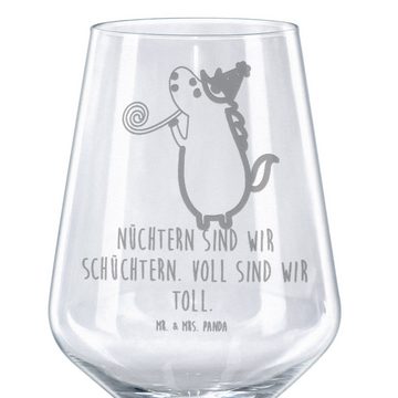 Mr. & Mrs. Panda Rotweinglas Einhorn Party - Transparent - Geschenk, Geschenk für Weinliebhaber, K, Premium Glas, Feine Lasergravur