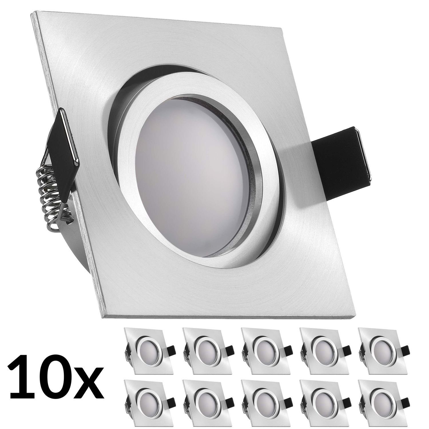 Set 10er MR16 Einbaustrahler Einbaustrahler / LED Marken Aluminium LED mit LED LEDANDO matt GU5.3