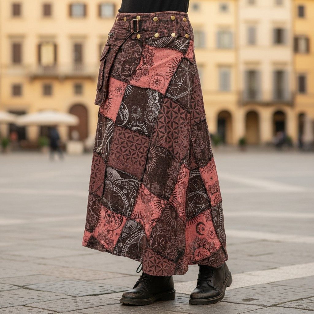 Guru-Shop Minirock Wickelrock, langer Rock mit Druckknöpfen, Boho.. alterna günstig online kaufen