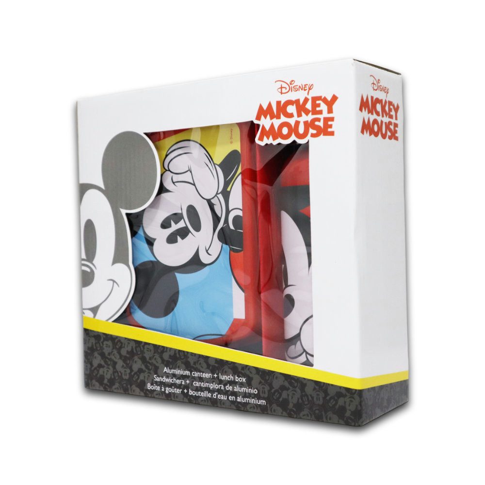 Disney Lunchbox Disney Mickey Maus 2 tlg Lunch Set Brotdose Alu Trinkflasche 500 ml, Kunststoff Alu, (2-tlg)
