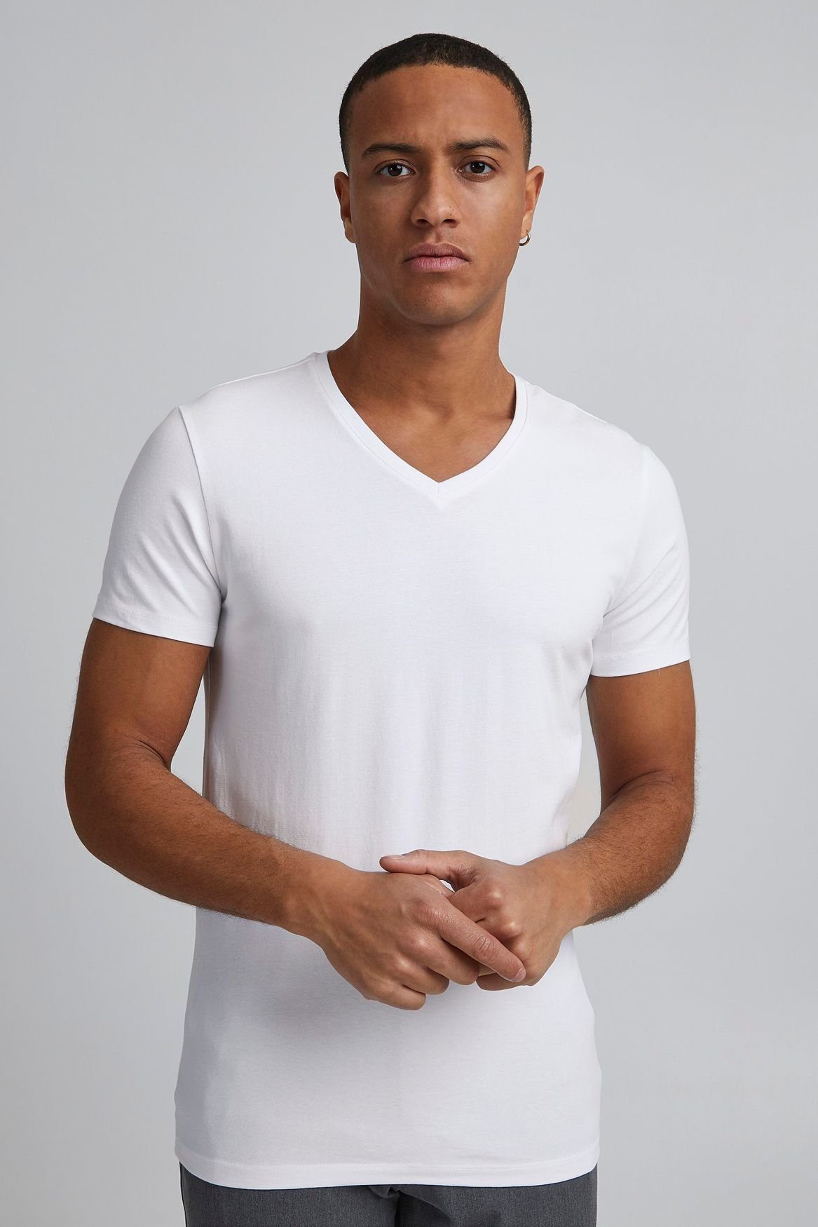 Casual Friday T-Shirt V-Ausschnitt Einfarbiges Kurzarm 4458 T-Shirt Weiß in Basic LINCOLN