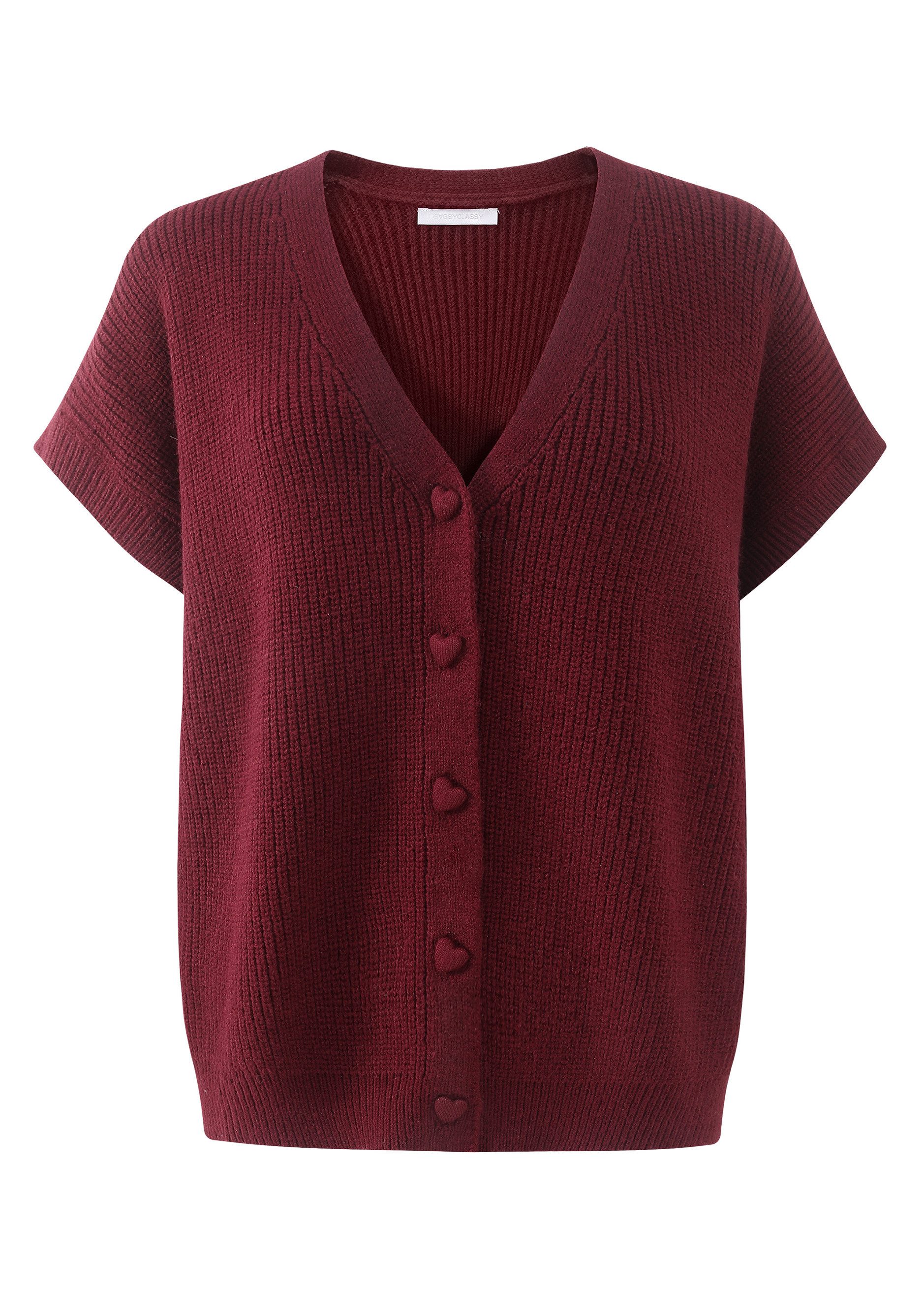 SASSYCLASSY Kurzweste Strickweste mit Herzknöpfen für günstig online kaufen