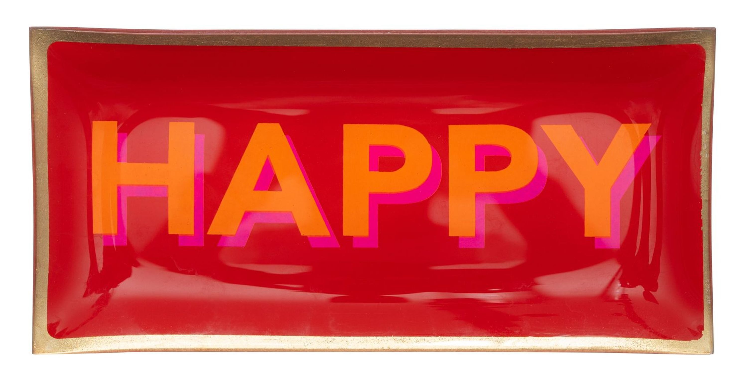 Giftcompany Dekoteller Giftcompany - Glasteller "Love Plates" HAPPY Dekoteller 10x21cm Rot