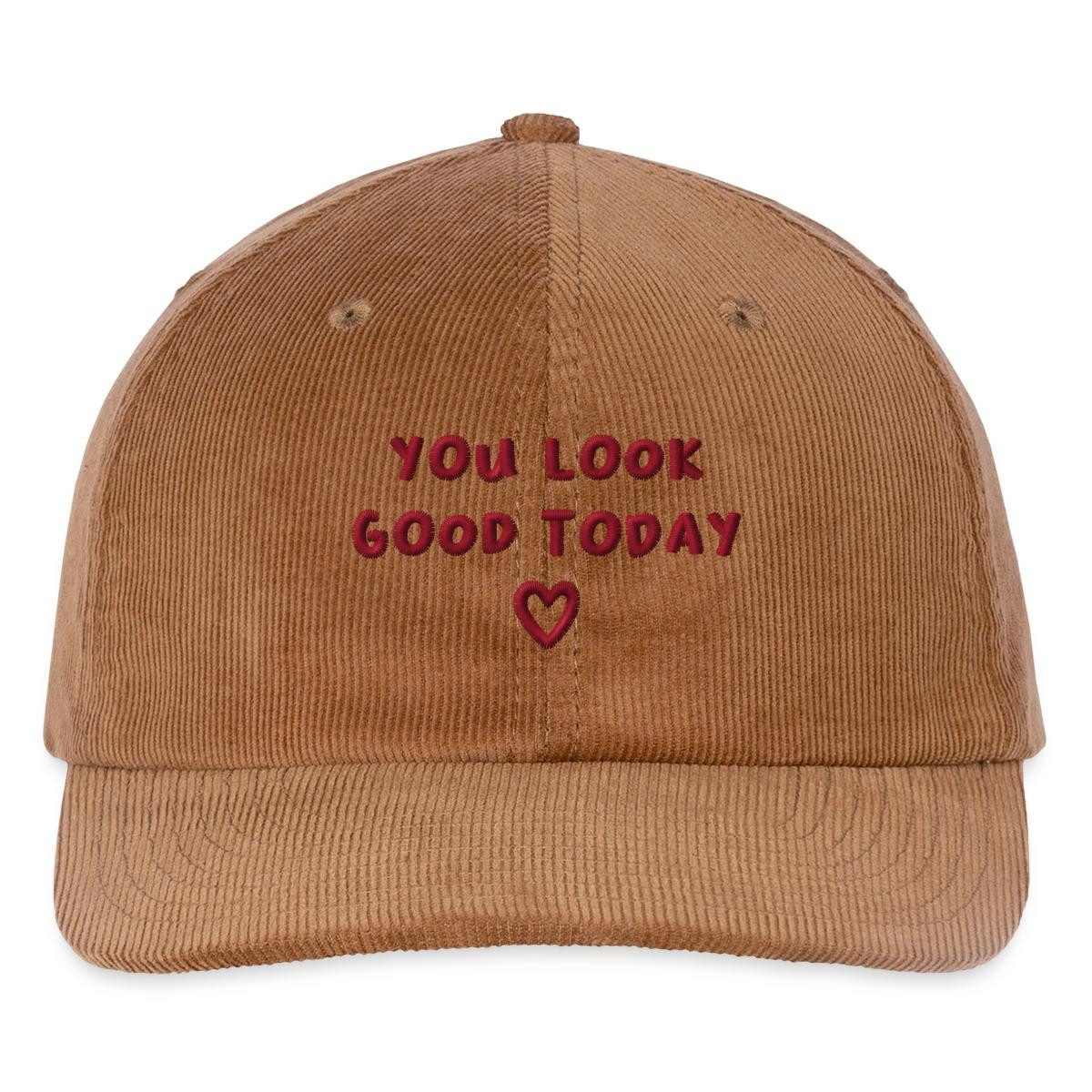 Spreadshirt Baseball Cap You Look Good Today Positiver Spruch Mit Herz Bestickte Cord Cap (1-St)