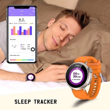 AMZSA Smartwatch (1,52 Zoll, Android iOS), Damen herren mit telefonfunktion schlaftracker sportuhr armbanduhr