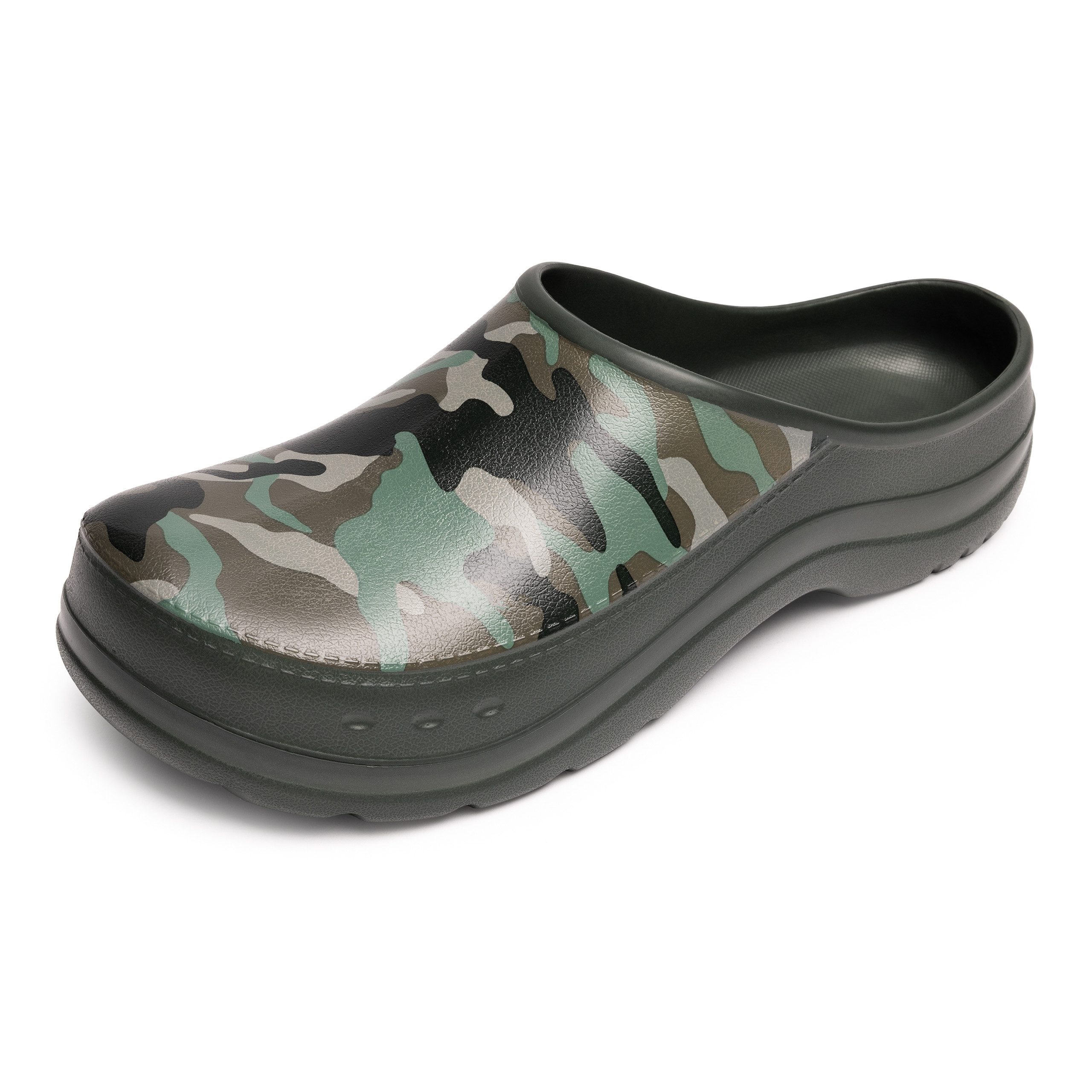 Ladeheid Gartenclogs für Herren Ultraleicht EVA Gartenschuhe LA-CA-26 Clog (43 EU, Grün/Tarnmuster) Wasserdicht & Flexibel