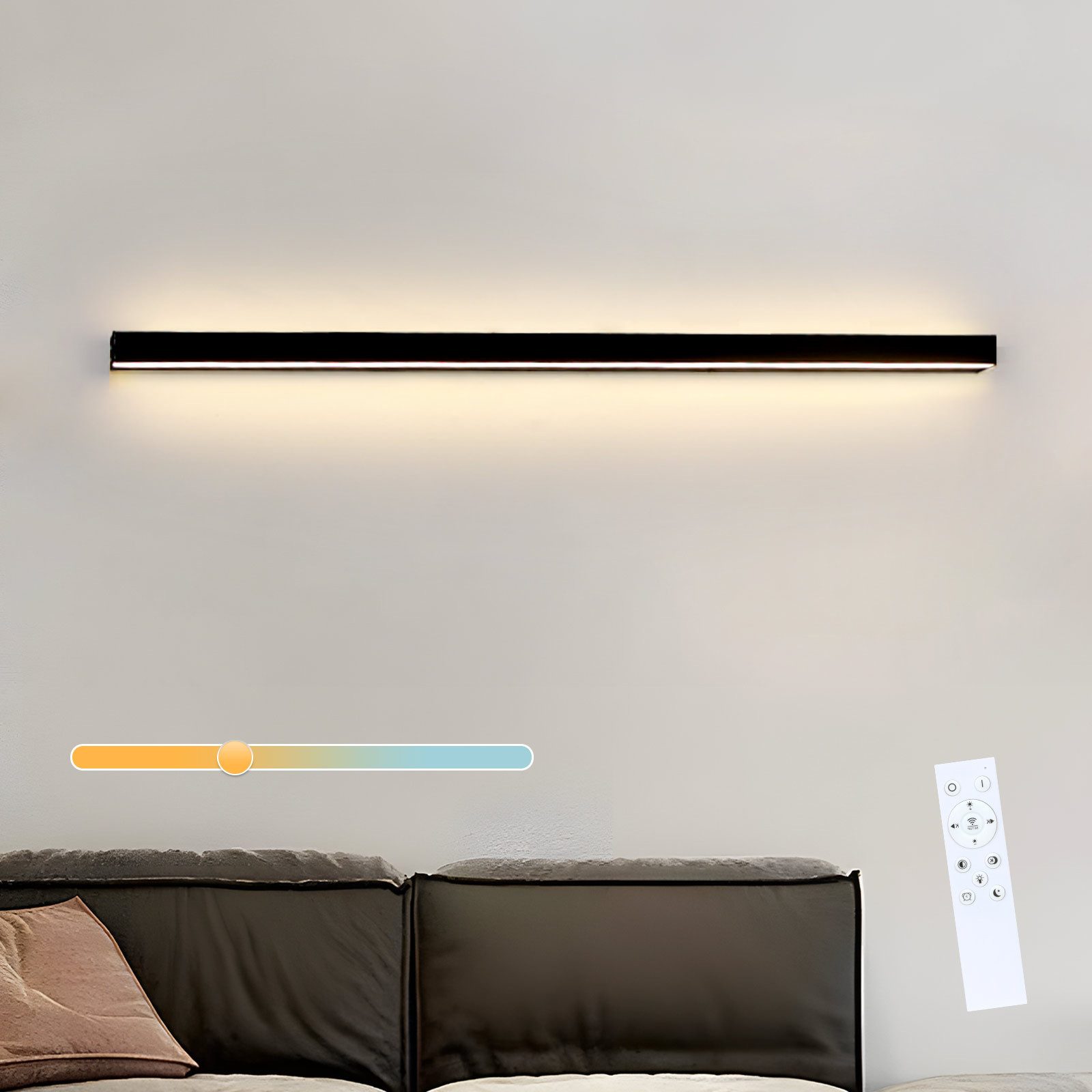 Nettlife LED Wandleuchte Dimmbar Schwarz Innen 15W 100CM Linear Wandlampe F günstig online kaufen