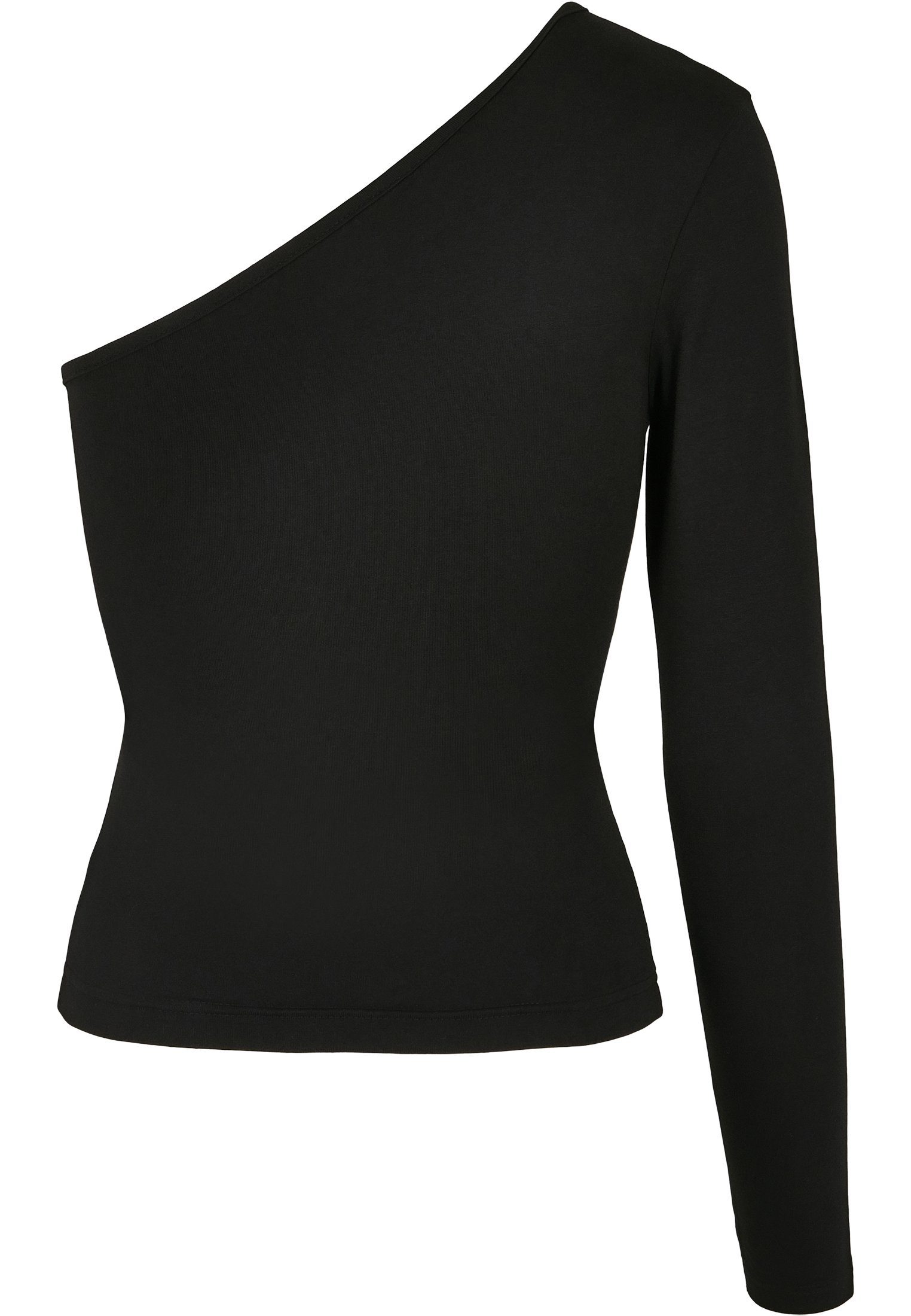 URBAN CLASSICS Langarmshirt Damen black (1-tlg) Ladies Longsleeve Asymmetric