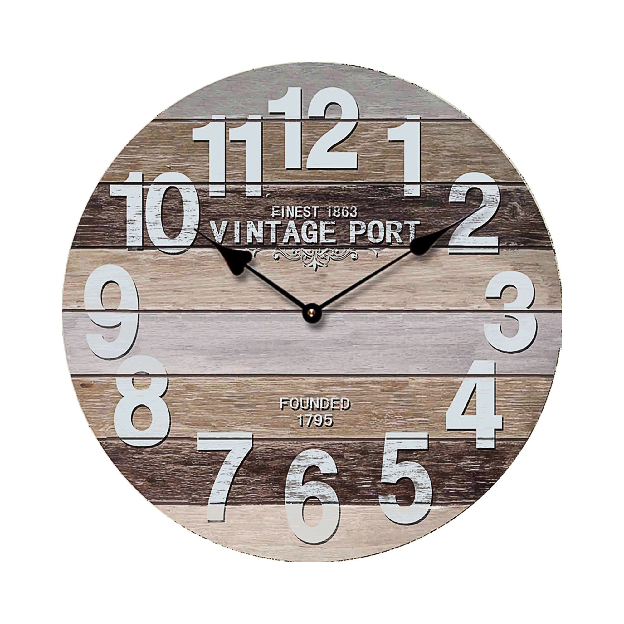 Wanduhr Wanduhr XL rund Ø 45cm im Nostalgie Holz Look