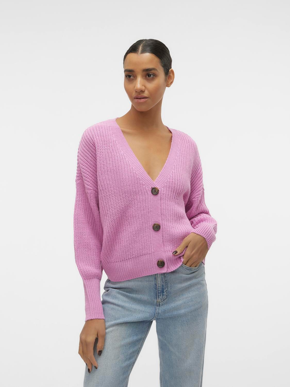 Vero Moda Strickjacke VMLEA LS V-NECK CUFF CARDIGAN