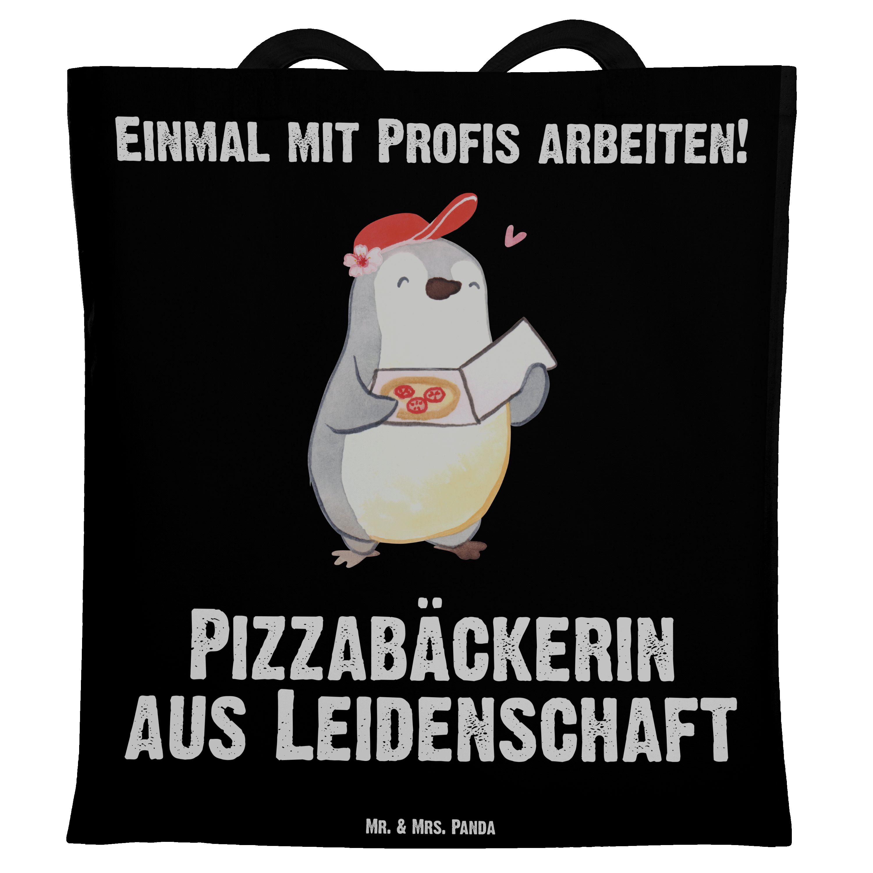 Mr. & Mrs. Panda Tragetasche Pizzabäckerin aus Leidenschaft - Schwarz - Geschenk, Pizzabotin, Pizz (1-tlg) | Canvas-Taschen