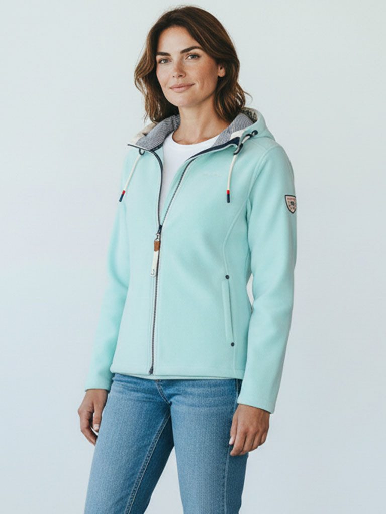 Dry Fashion Fleecejacke Norden Damen Jacke Norden mit Kapuze - Windabweisend mit taillierten Schnitt