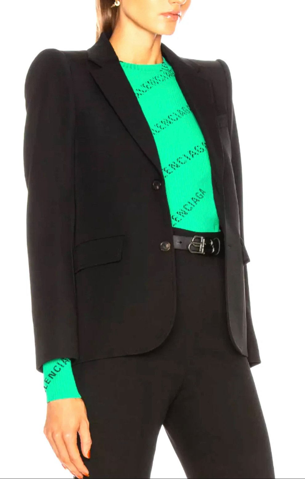 Balenciaga Kurzblazer Wool Curved Shoulder Блейзерыjacke Sammlerstück Aus feiner italienischer Wolle mit luxuriösem Cupro-Futter