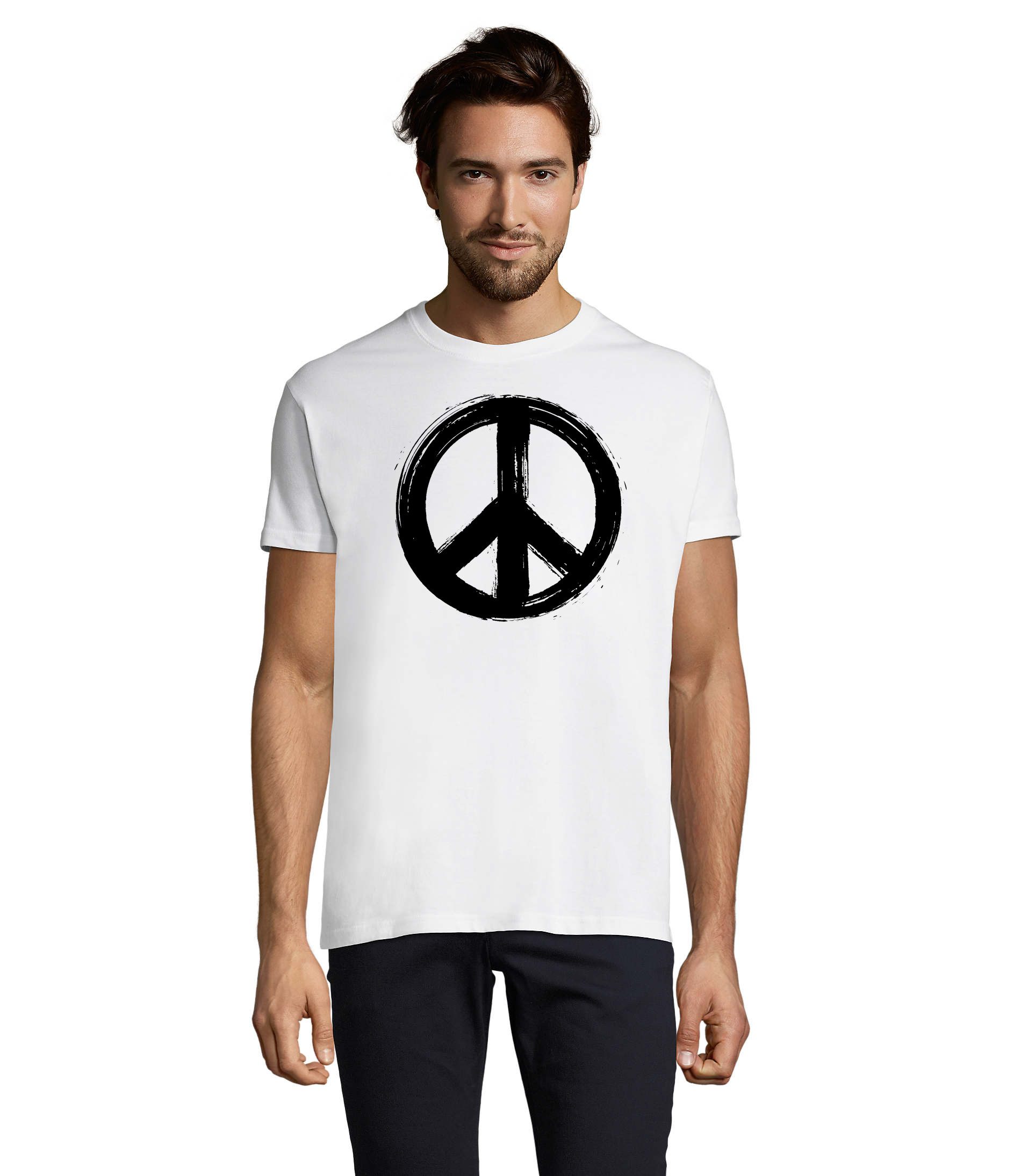 T-Shirt Peace Symbol Herren T-Shirt Friedenssymbol Print Rundhalslook