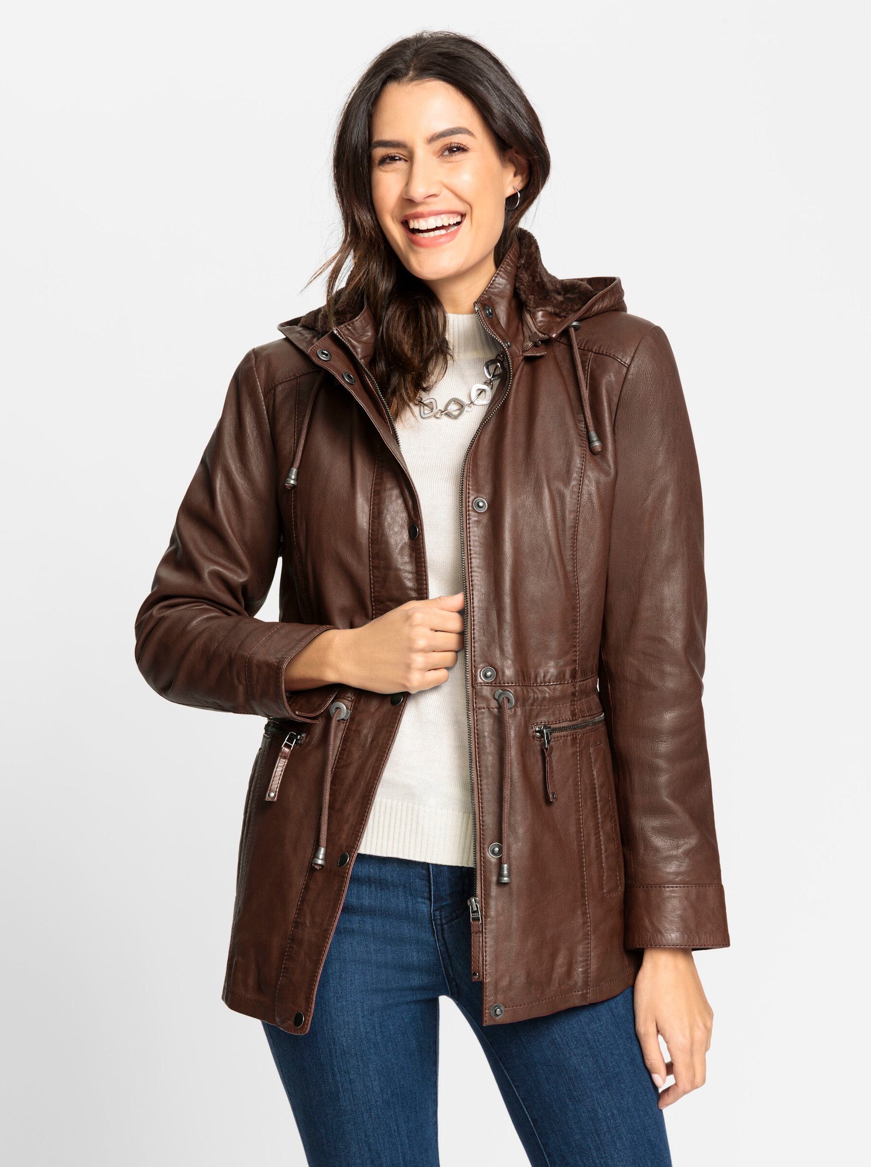 Mainpol Allwetterjacke Leder-Jacke Langarm