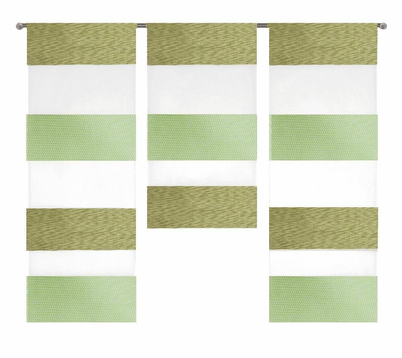 Scheibengardine 3-teiliges Mini-Flächenvorhang-Set 2280 in grün, Miniflächenvorhang, Clever-Kauf-24 | Scheibengardinen
