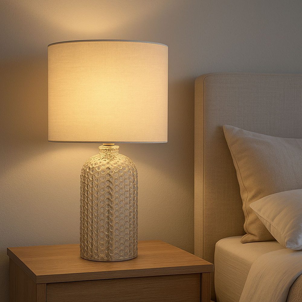 GLOBO LIGHTING Schreibtischlampe, Leuchtmittel inklusive, Warmweiß, Tischleuchte Tischlampe Nachttischleuchte grau Glas LED