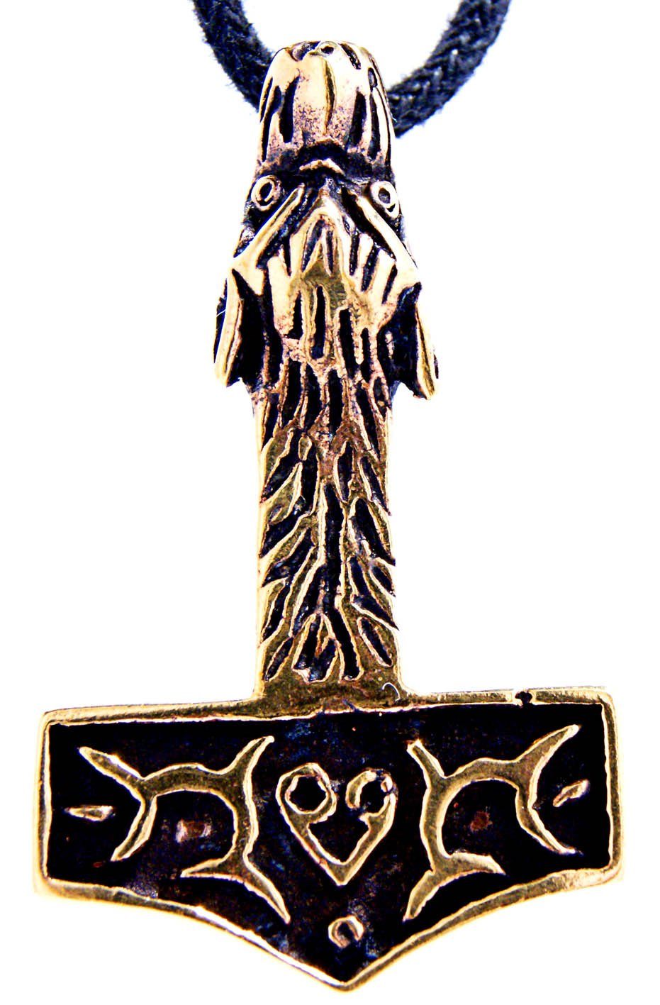 Nordisch Anhänger Leather Bronze Mjölnir of Wikinger Kiss horshammer Thor Kettenanhänger Thorhammer