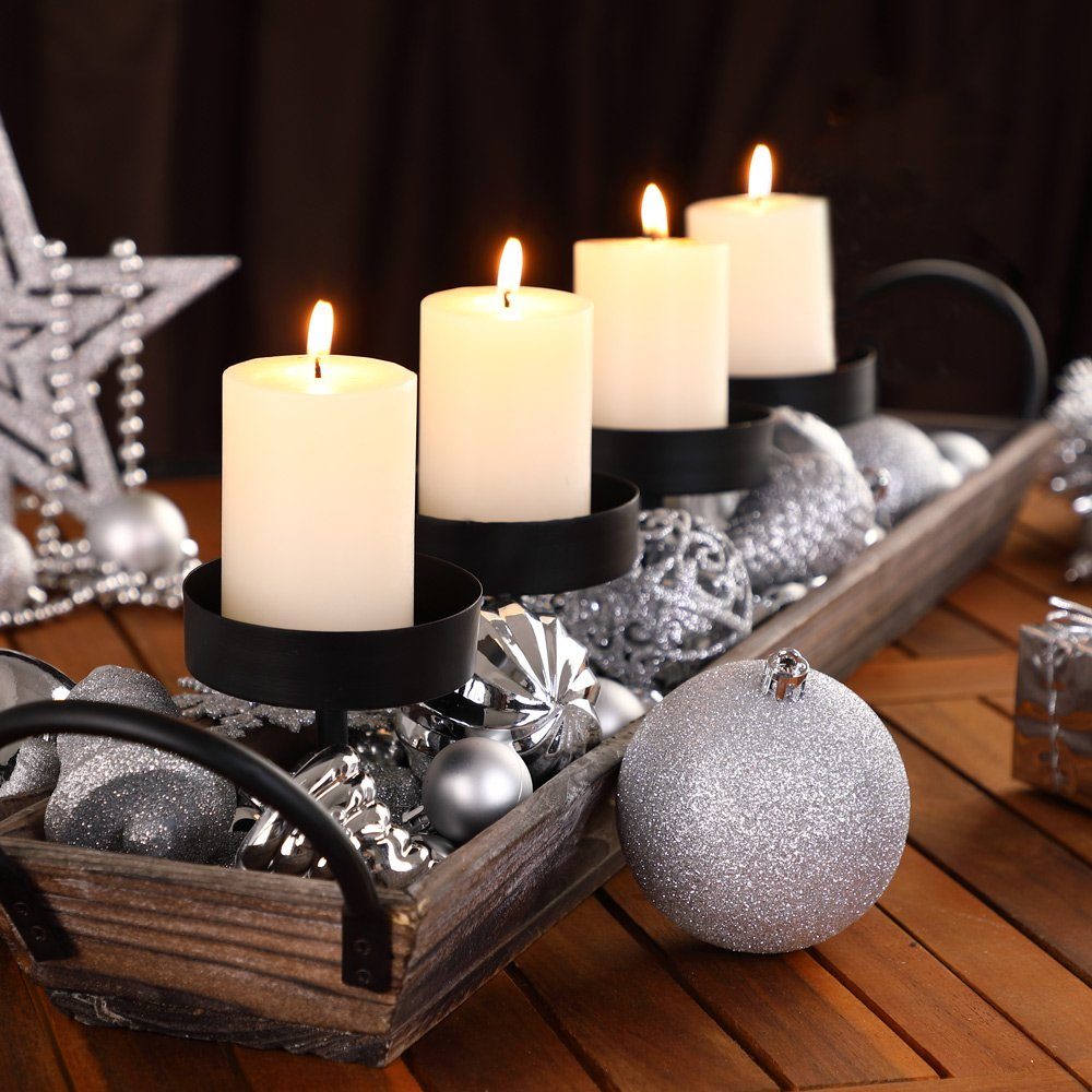 Deuba Weihnachtsbaumkugel (100 St), Weihnachtskugeln matt glitzer Set 100er Silber glänzend Weihnachtsdeko