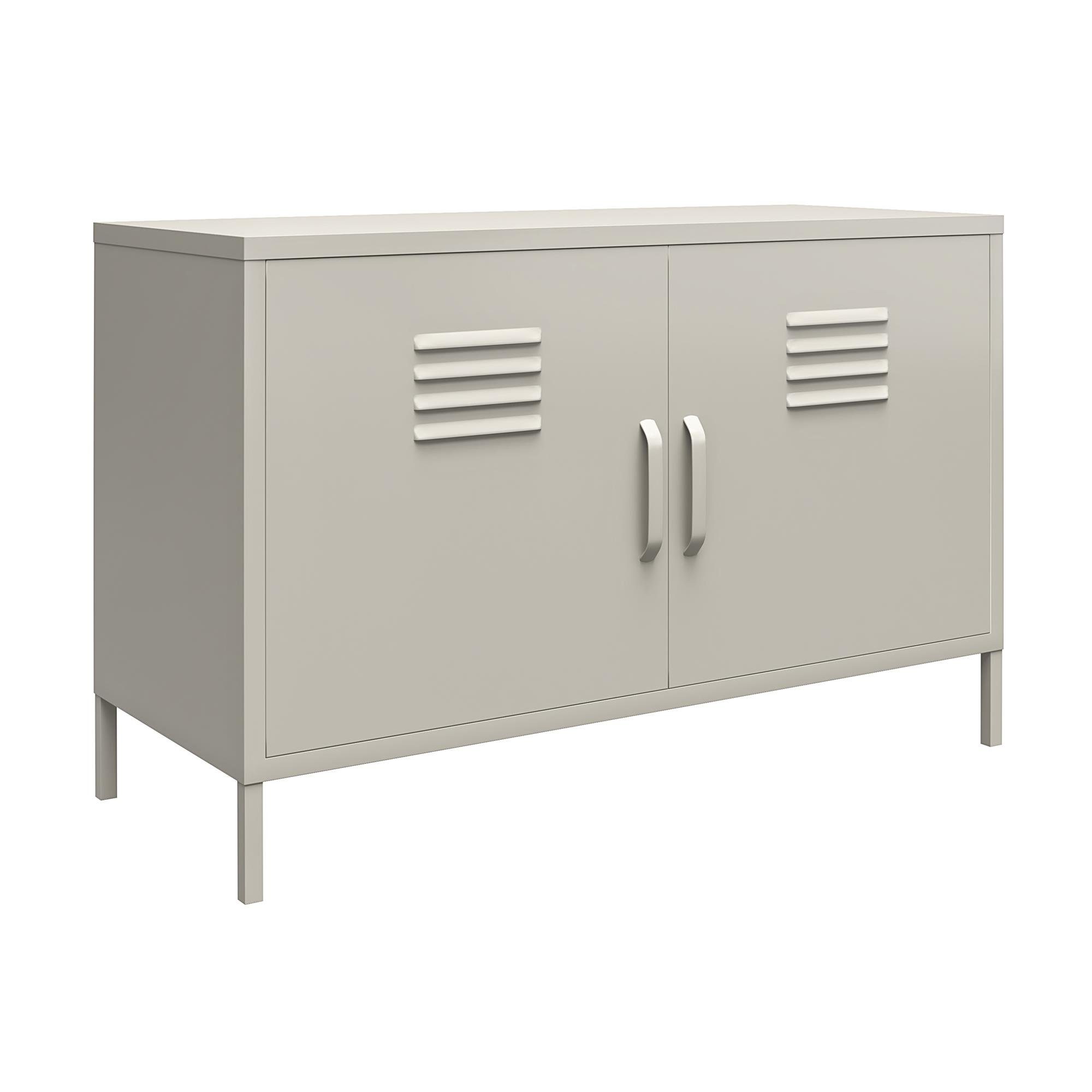 2 Anrichte, taupe Schrank, Sideboard Metall, 100 cm Spint loft24 Look, Retro Türen, Bradford, Breite