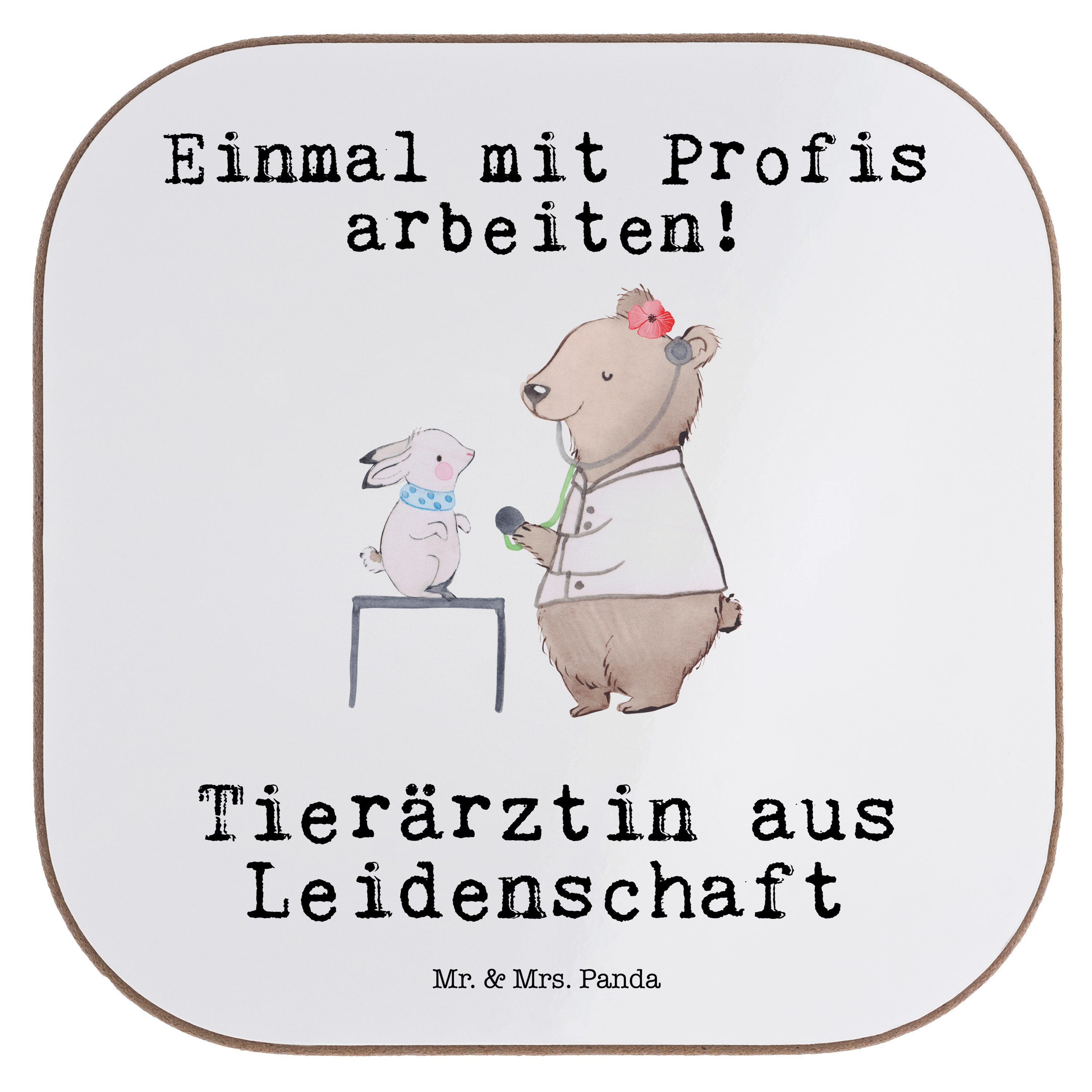 Mr. & Mrs. Panda Getränkeuntersetzer Tierärztin aus Leidenschaft - Weiß - Geschenk, Getränkeuntersetzer, B, 1-tlg.