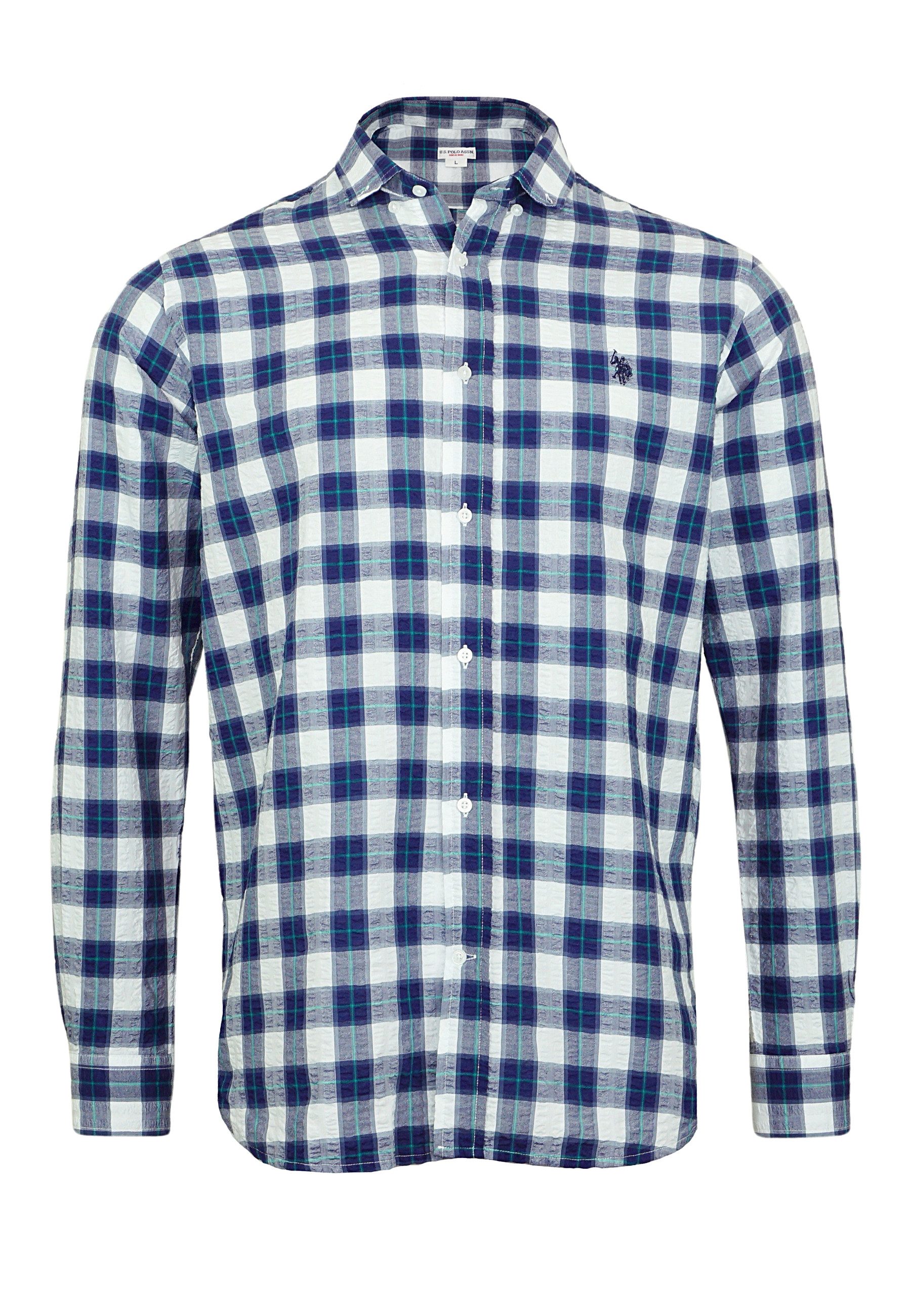 U.S. Polo Assn Langarmhemd Shirt Freizeithemd Seersucker Button-Down (1-tlg)